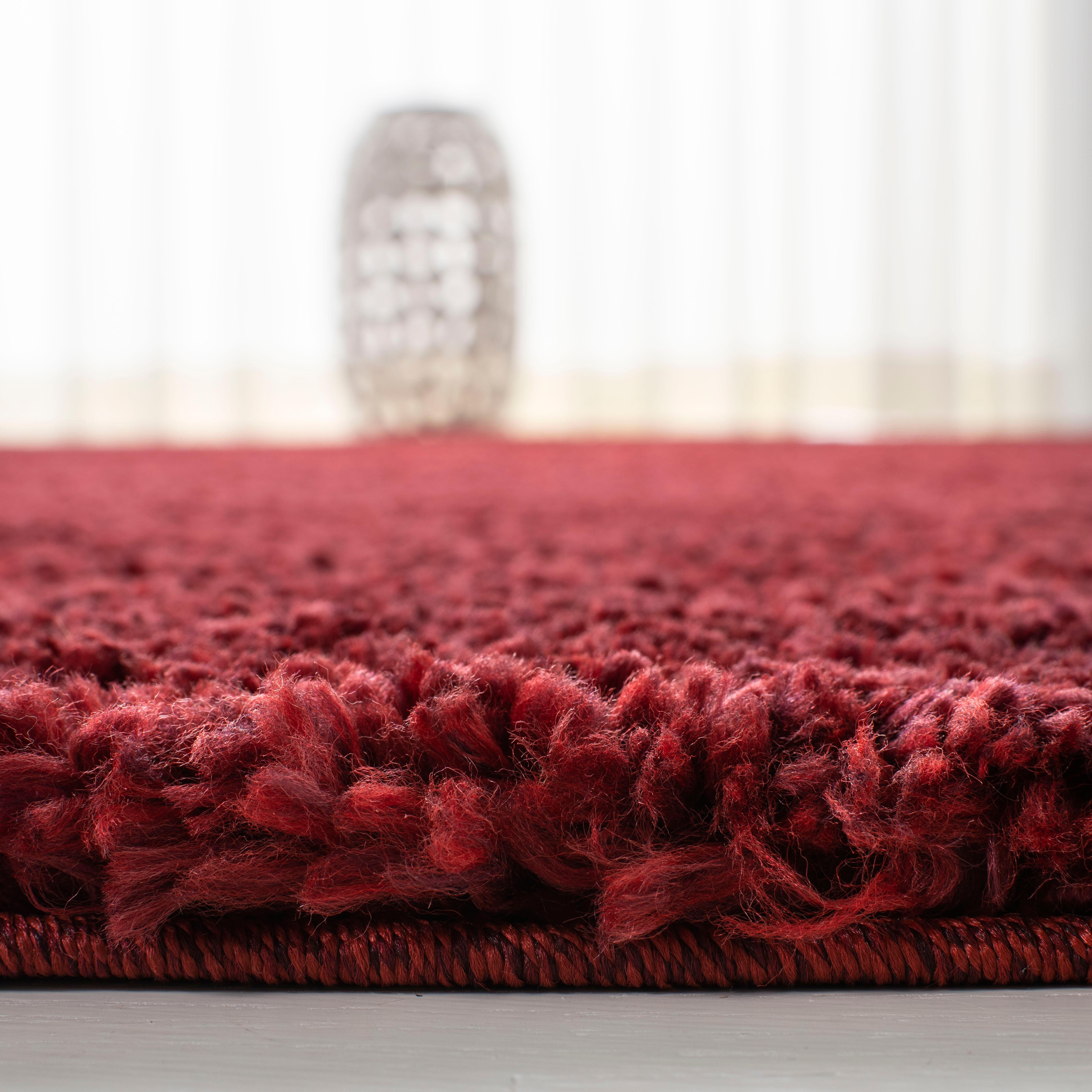 August Shag 6' x 9' Area Rug, Burgundy, large