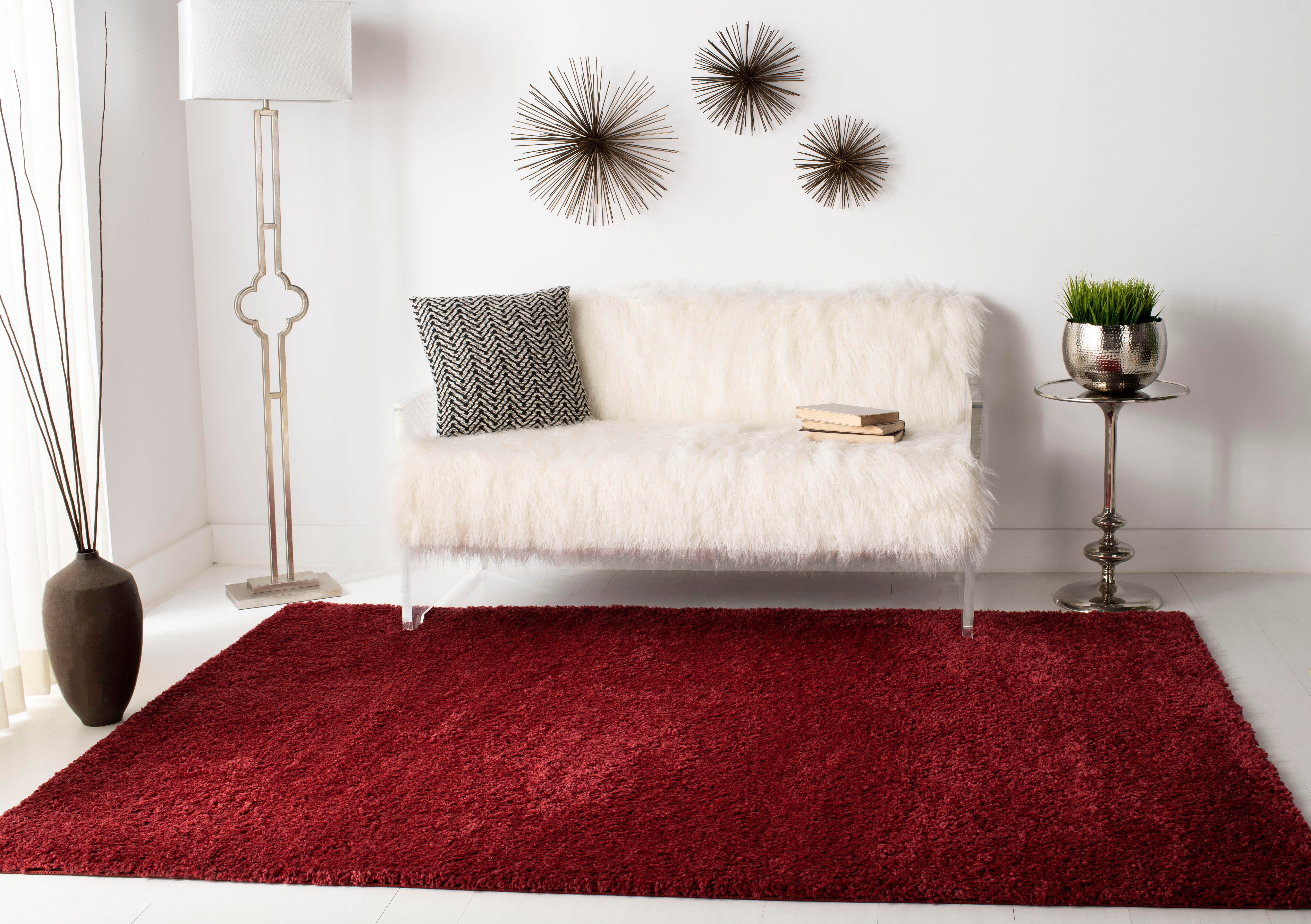 August Shag 6' x 9' Area Rug, Burgundy, large