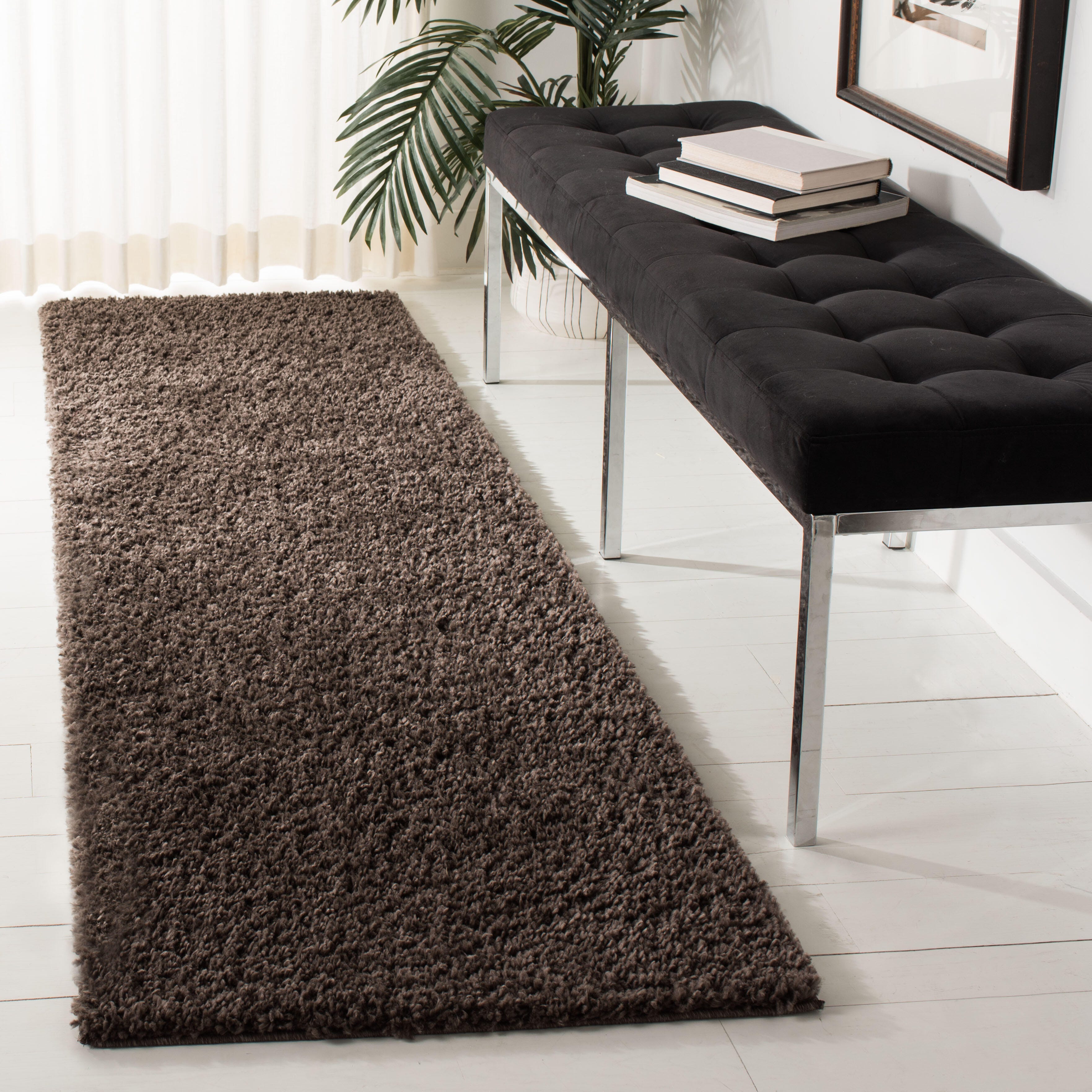August Shag 2'3" x 12' Runner Rug, Brown, large
