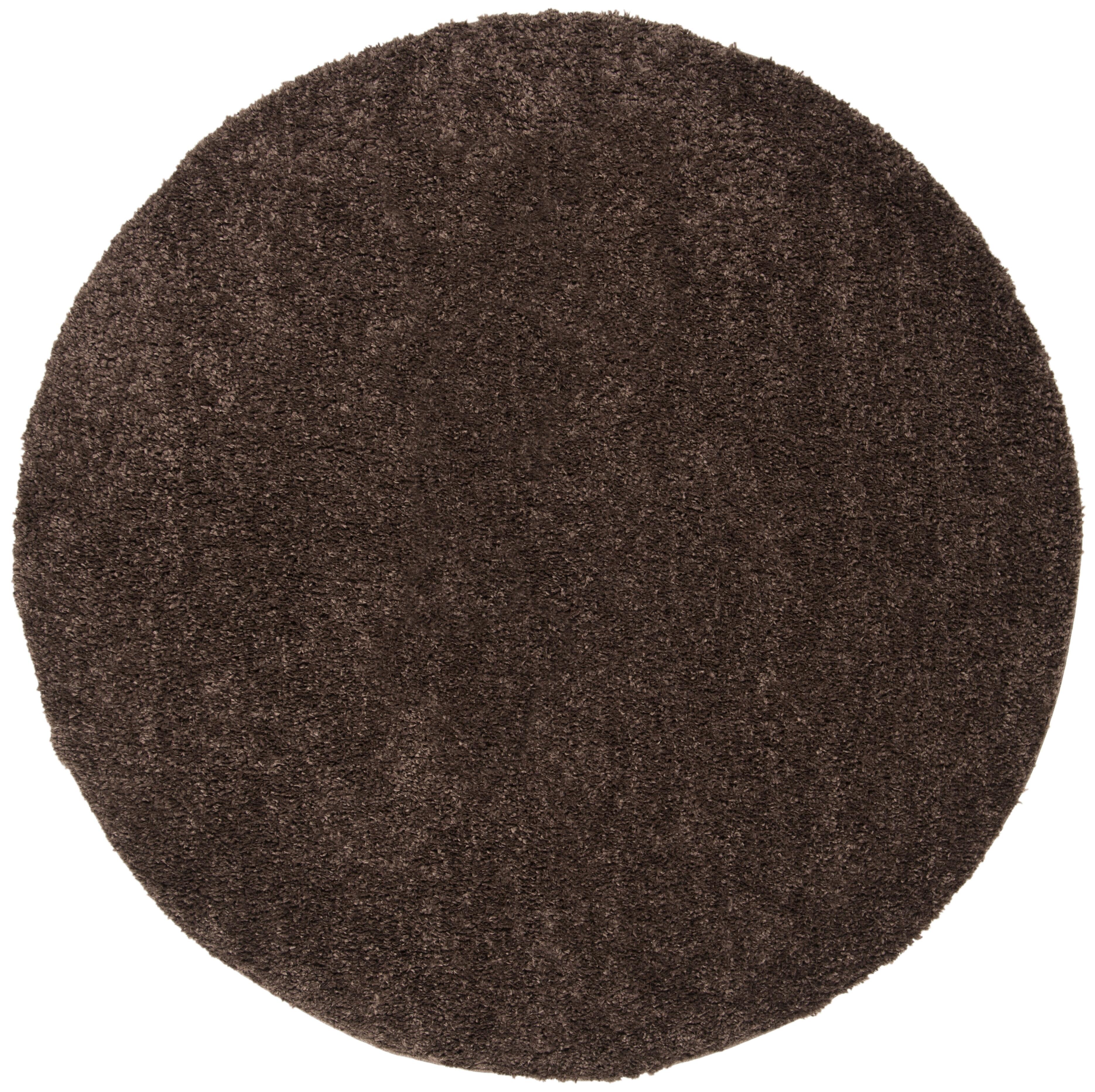 August Shag 6'7" x 6'7" Round Area Rug, Brown, large