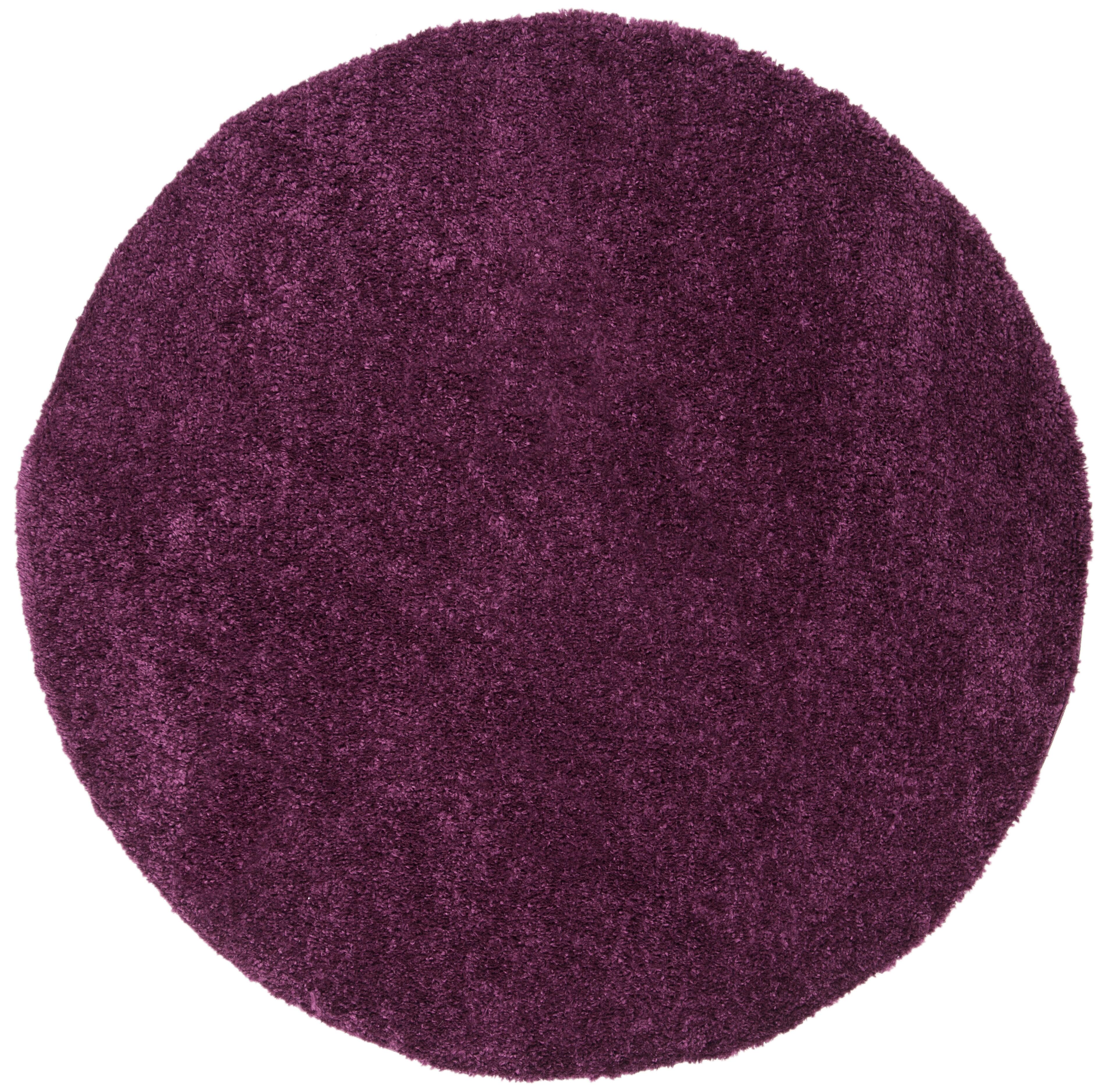 August Shag 6'7" x 6'7" Round Area Rug, Purple, large