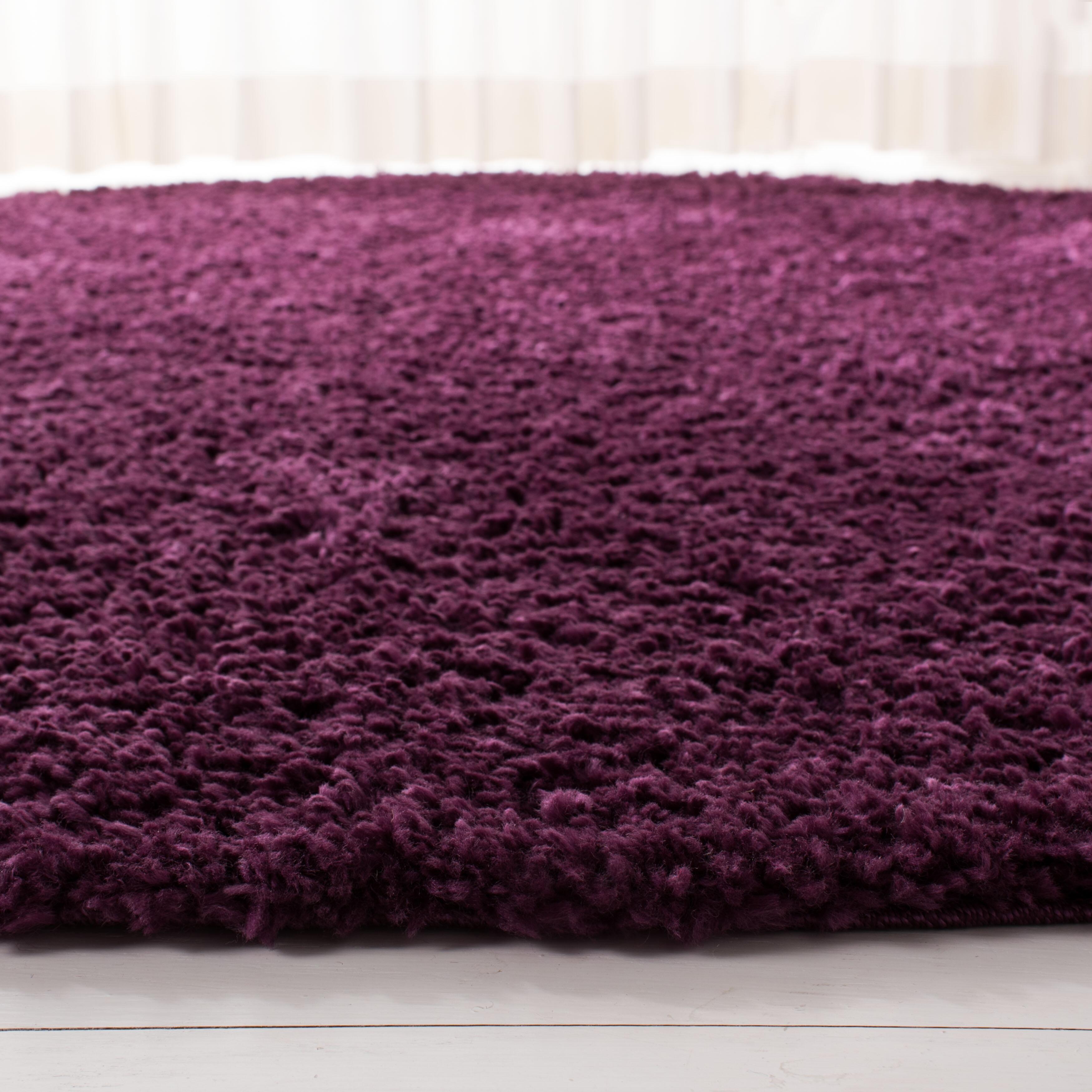 August Shag 6'7" x 6'7" Round Area Rug, Purple, large