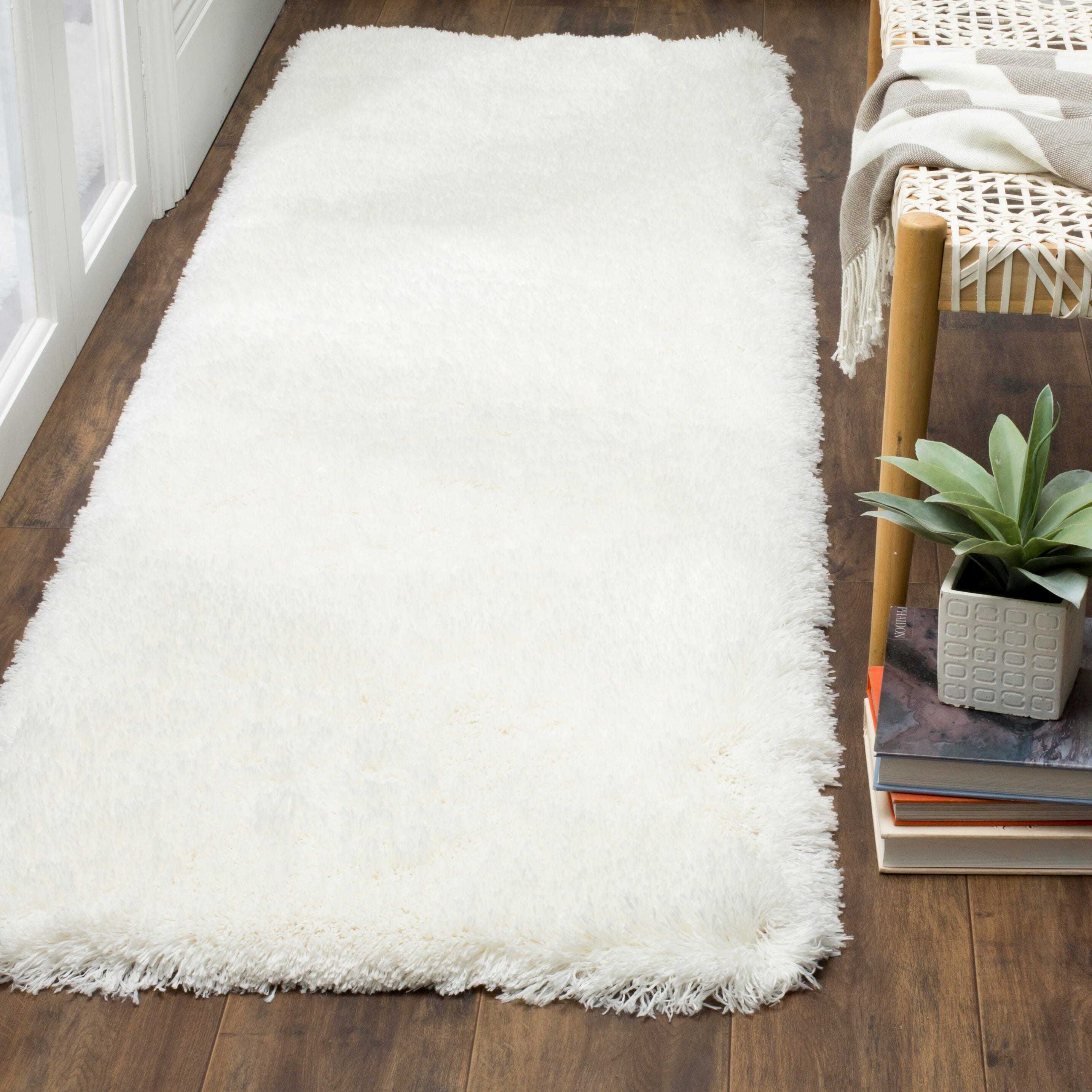 Safavieh Polar Shag 2'3" x 12' Runner, White, rollover
