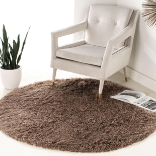 Safavieh Polar Shag 3' x 3' Round Accent Rug, Mushroom Brown, rollover