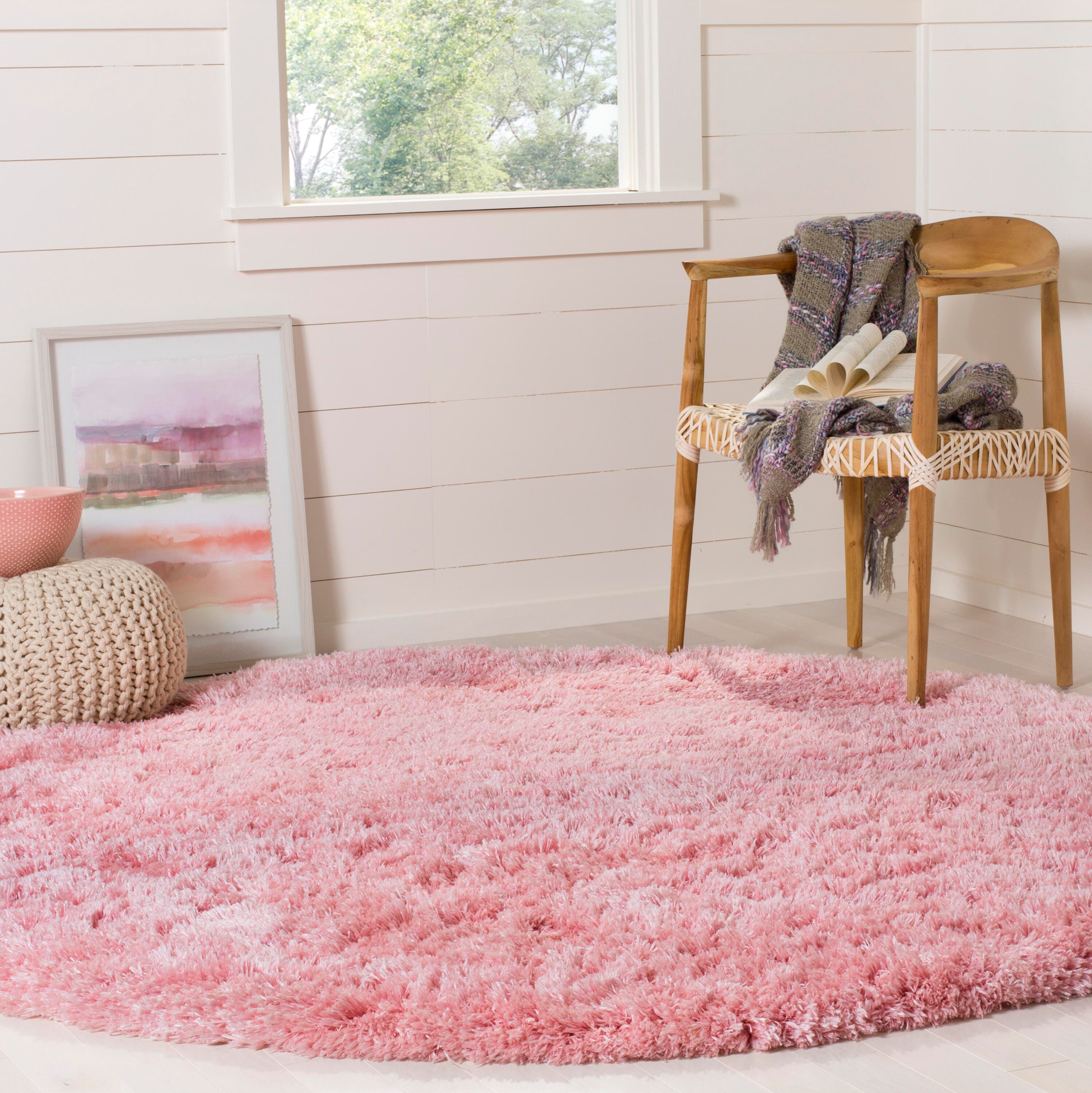 Safavieh Polar Shag 4' x 4' Round Accent Rug, Pink, rollover