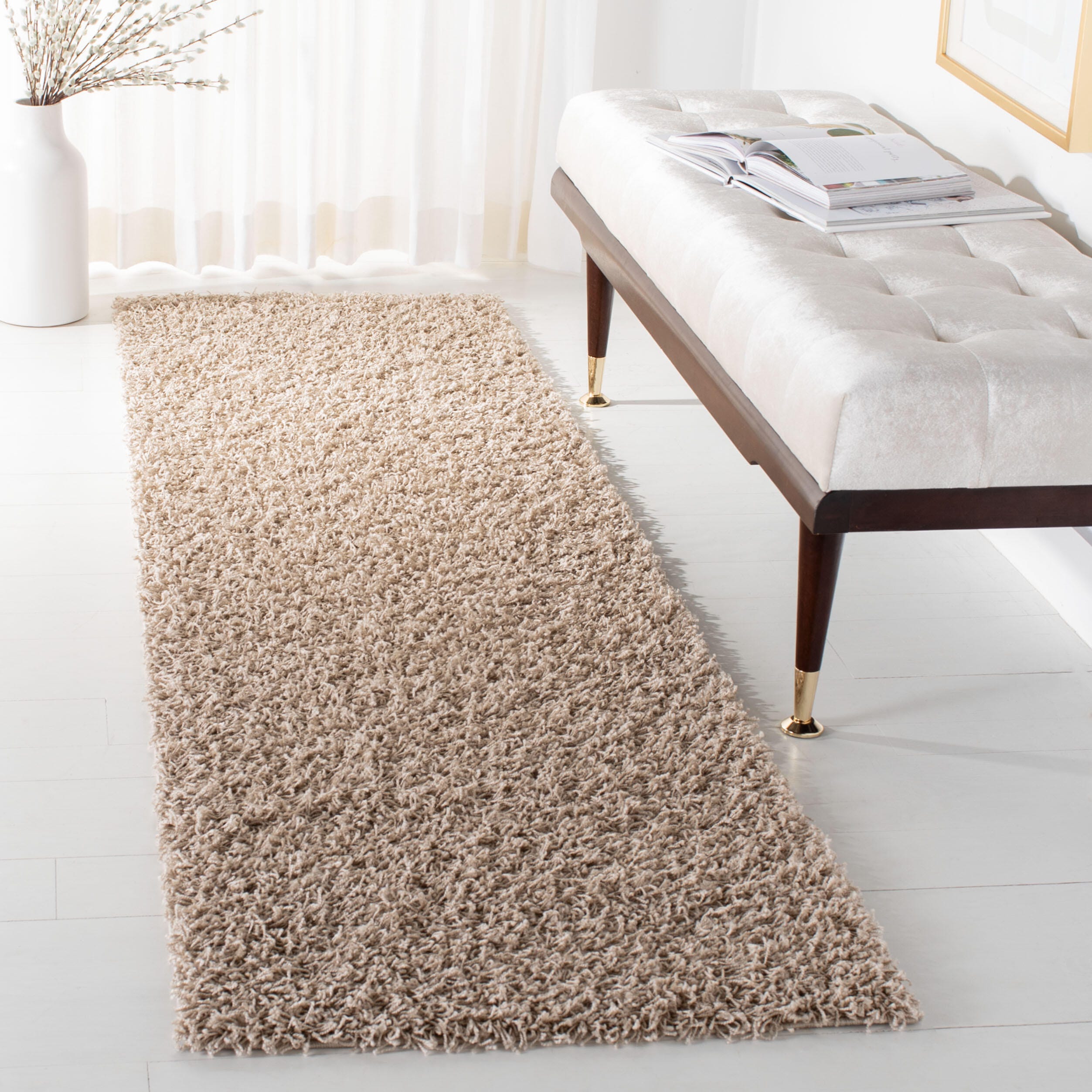 Safavieh Athens Shag 2'3" x 8' Runner, Tan, large