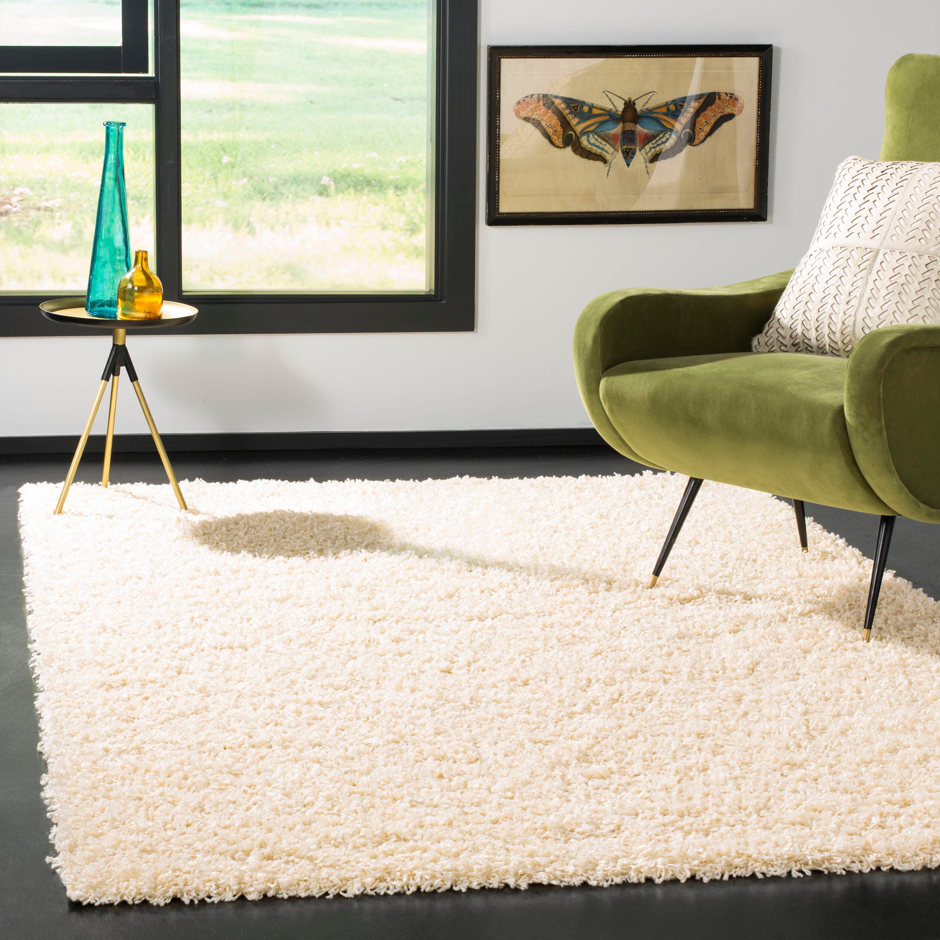 Safavieh Athens Shag 5'1" x 7'6" Area Rug, White, large
