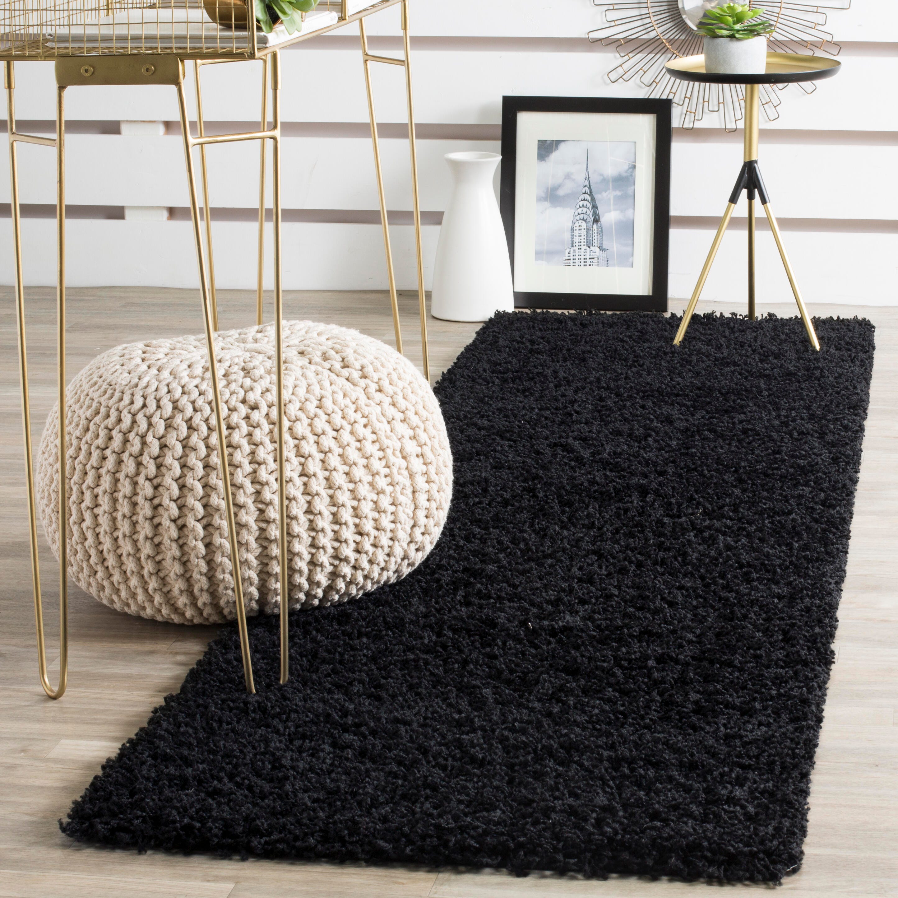 Safavieh Athens Shag 2'3" x 8' Runner, Black, large