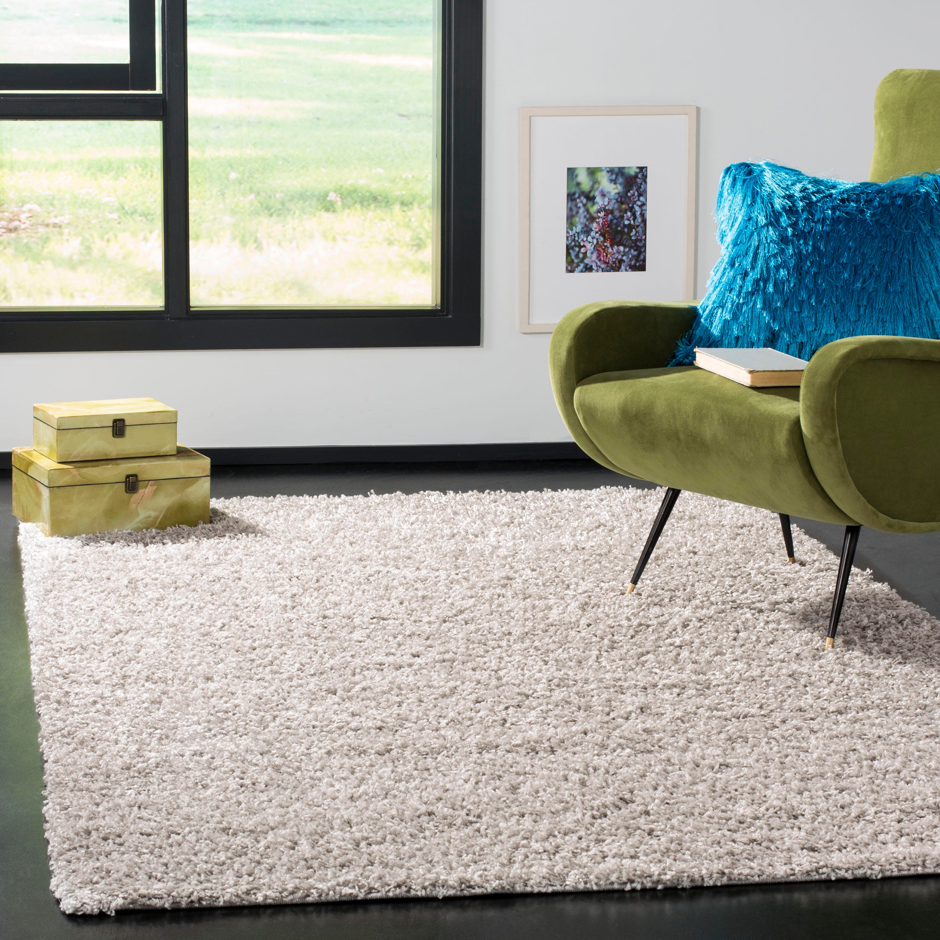 Safavieh Athens Shag 5'1" x 7'6" Area Rug, Silver, large