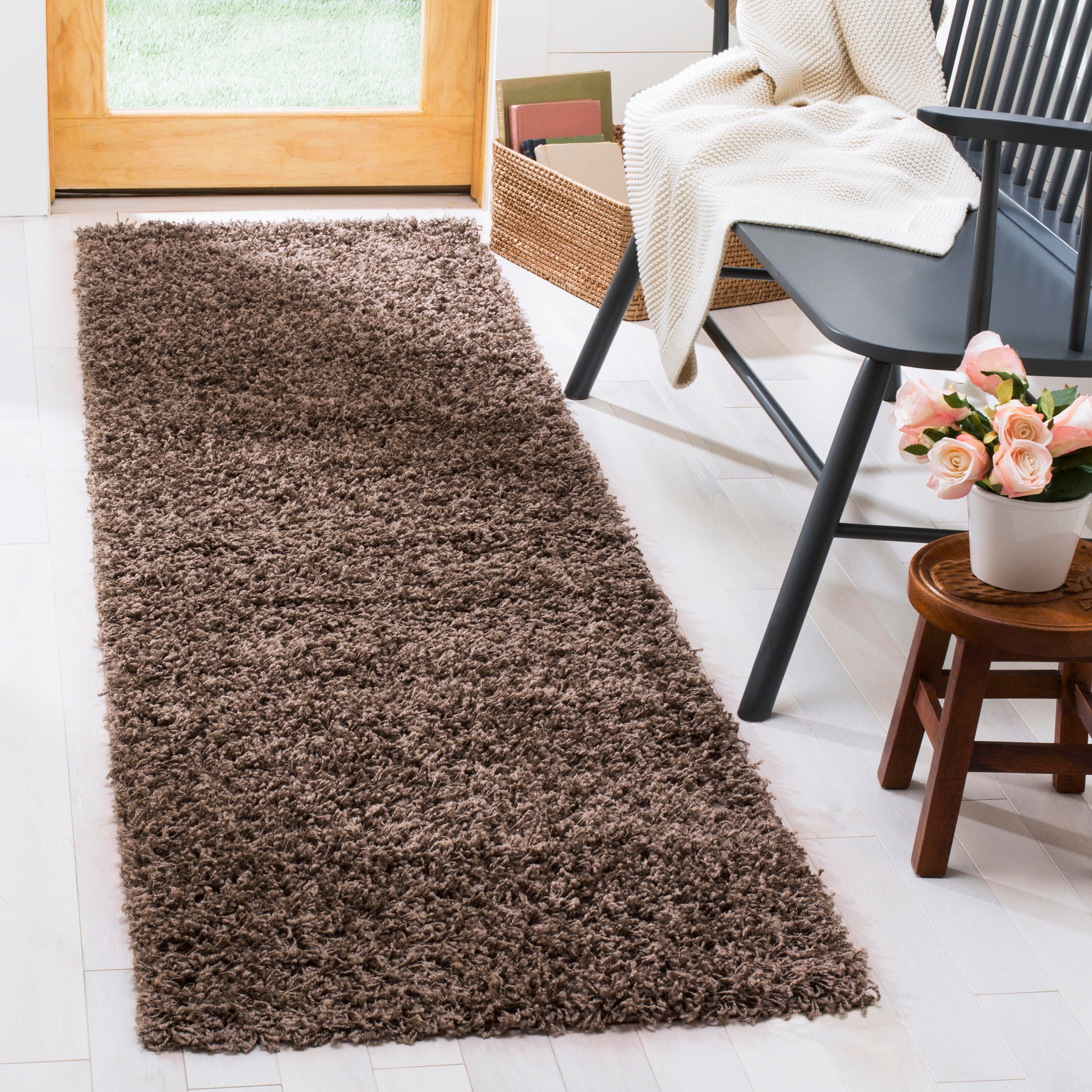 Safavieh Athens Shag 2'3" x 8' Runner, Coffee, large
