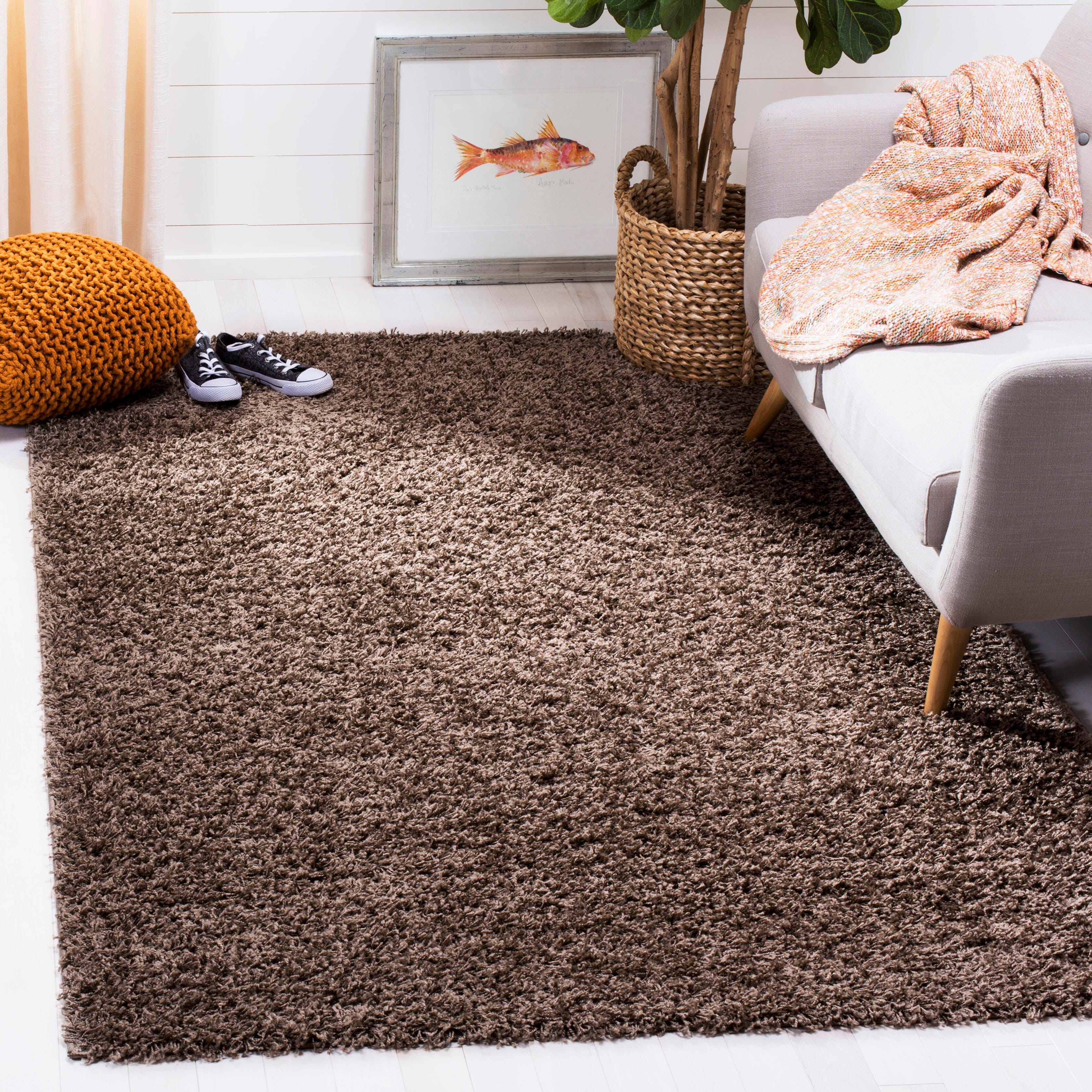 Safavieh Athens Shag 5'1" x 7'6" Area Rug, Coffee, large