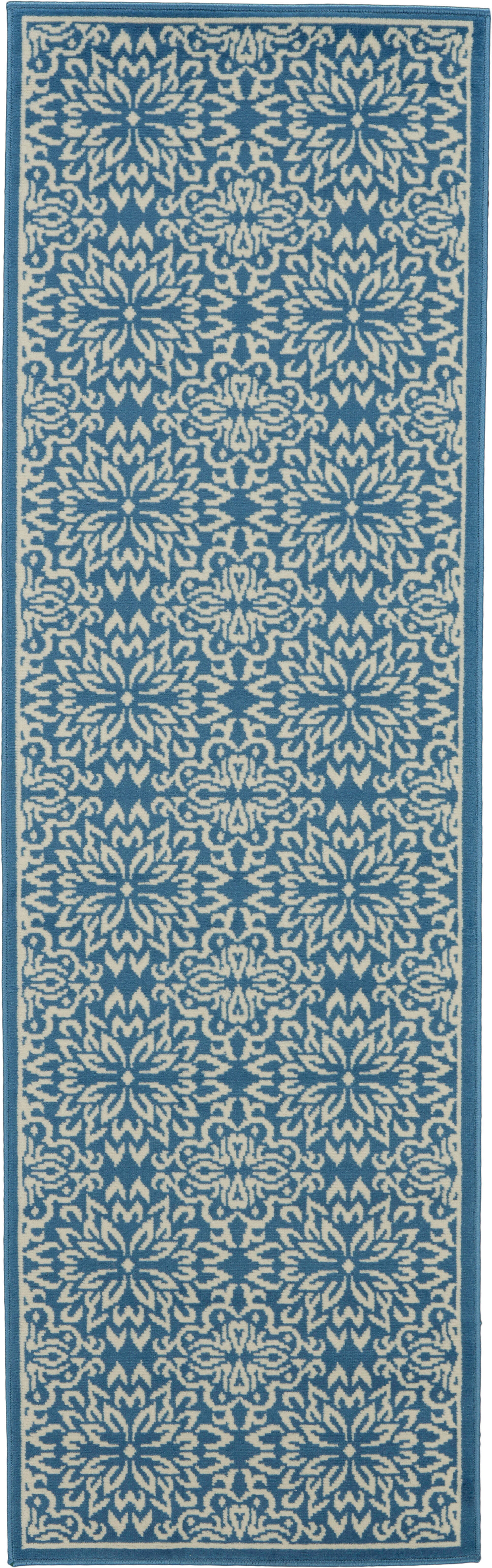 Nourison Home Nourison Jubilant 2'3" x 7'3" Ivory/Blue Farmhouse Indoor Rug, Ivory/Blue, large