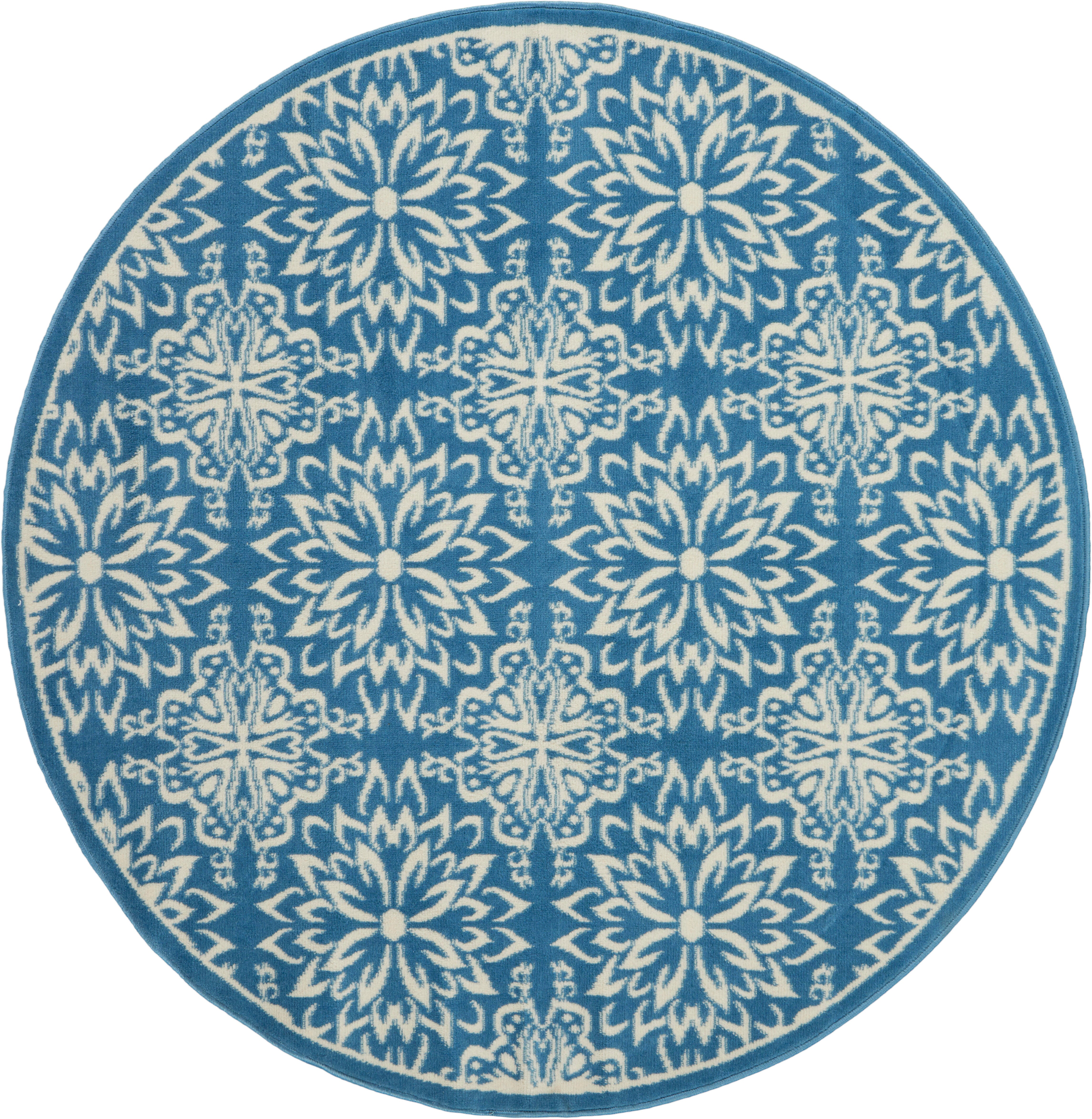 Nourison Home Nourison Jubilant 5'3" x round Ivory/Blue Farmhouse Indoor Rug, Ivory/Blue, large