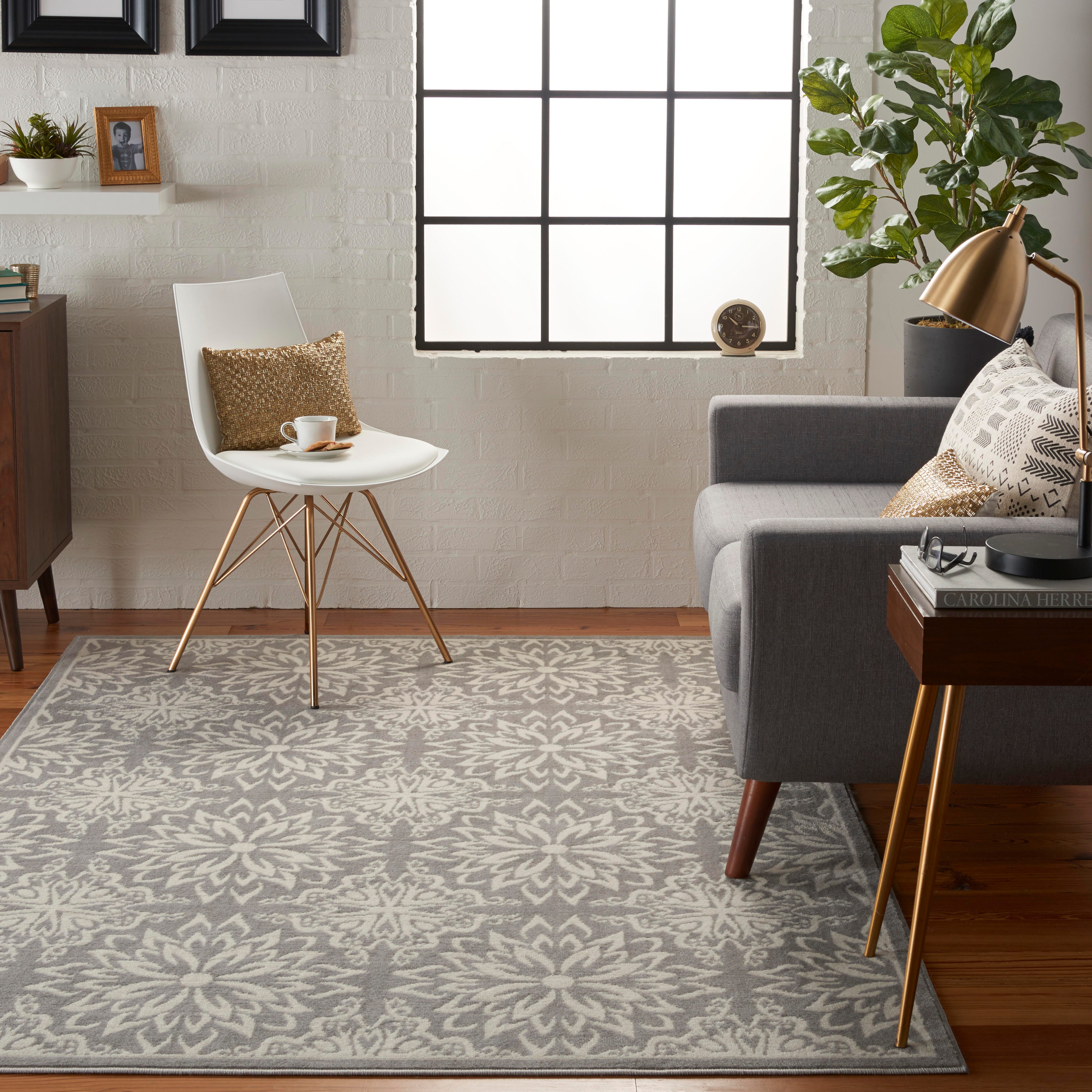 Nourison Home Nourison Jubilant 5'3" x 7'3" Ivory/Grey Farmhouse Indoor Rug, Ivory/Gray, rollover