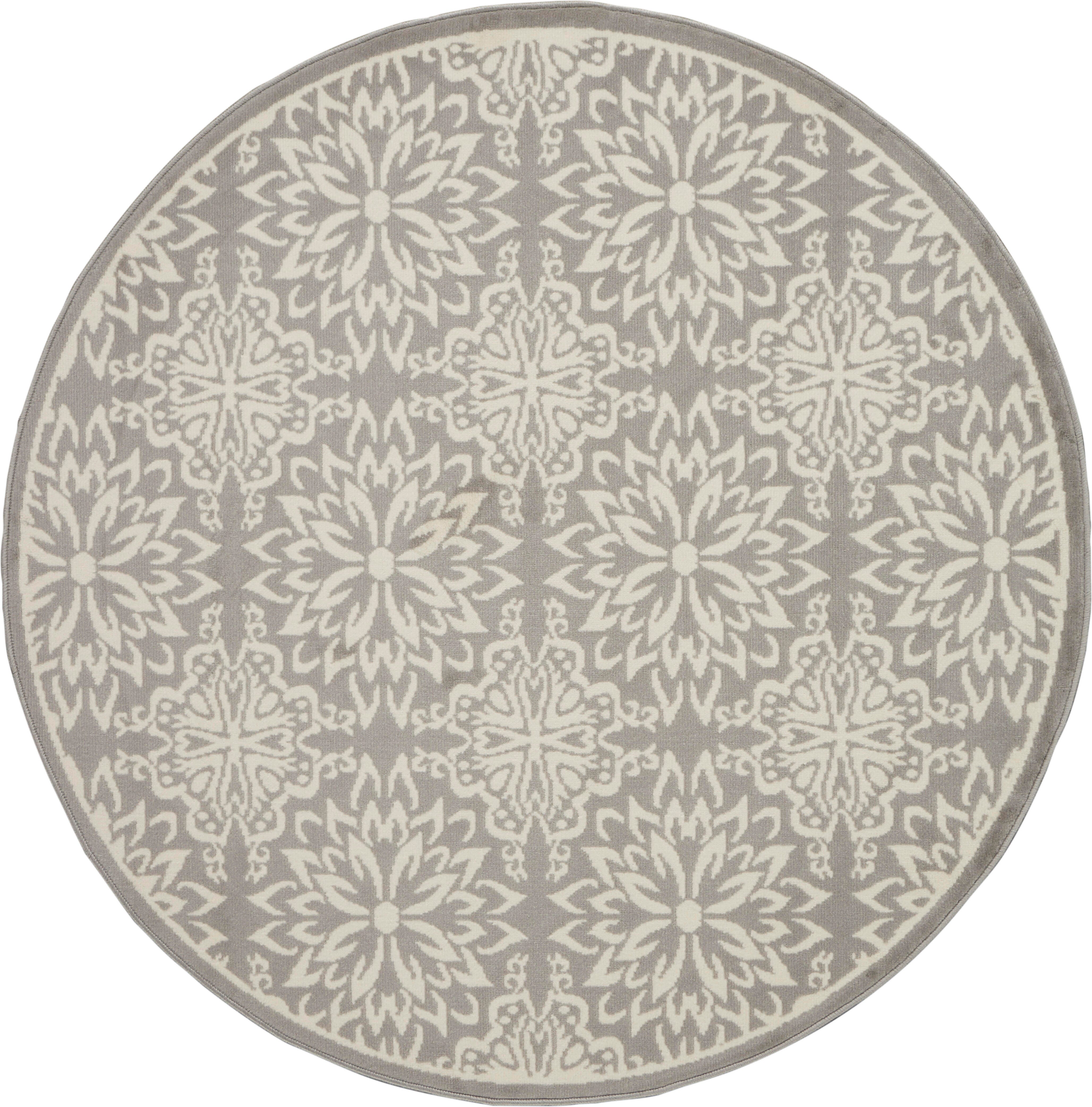 Nourison Home Nourison Jubilant 5'3" x ROUND Ivory/Grey Farmhouse Indoor Rug, Ivory/Gray, large