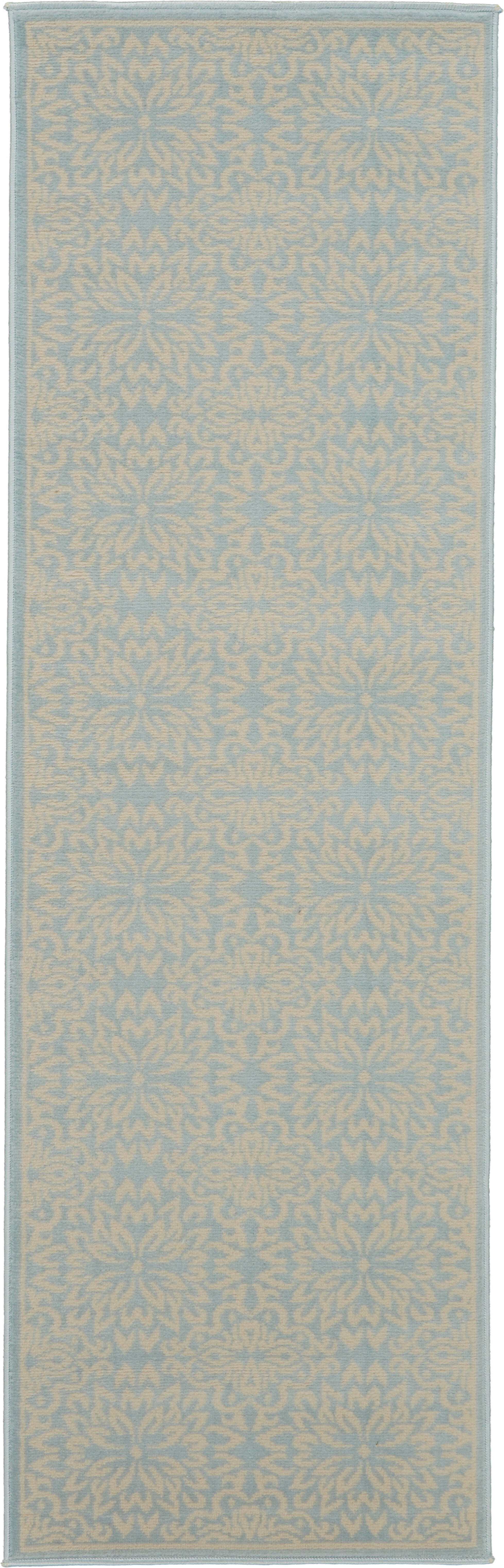 Nourison Home Nourison Jubilant 2'3" x 7'3" Ivory/Light Blue Farmhouse Indoor Rug, Ivory/Light Blue, large