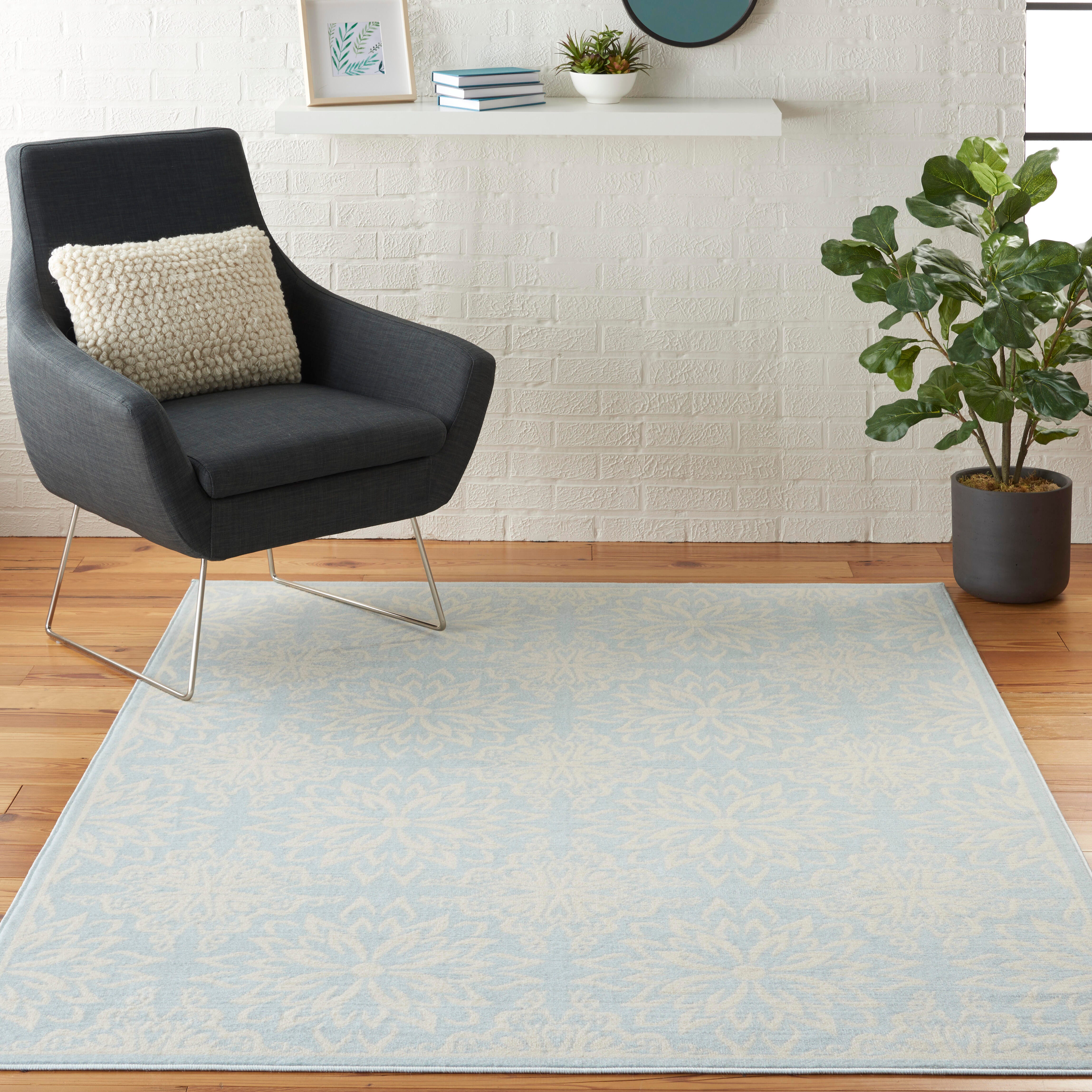Nourison Home Nourison Jubilant 4' x 6' Ivory/Light Blue Farmhouse Indoor Rug, Ivory/Light Blue, rollover