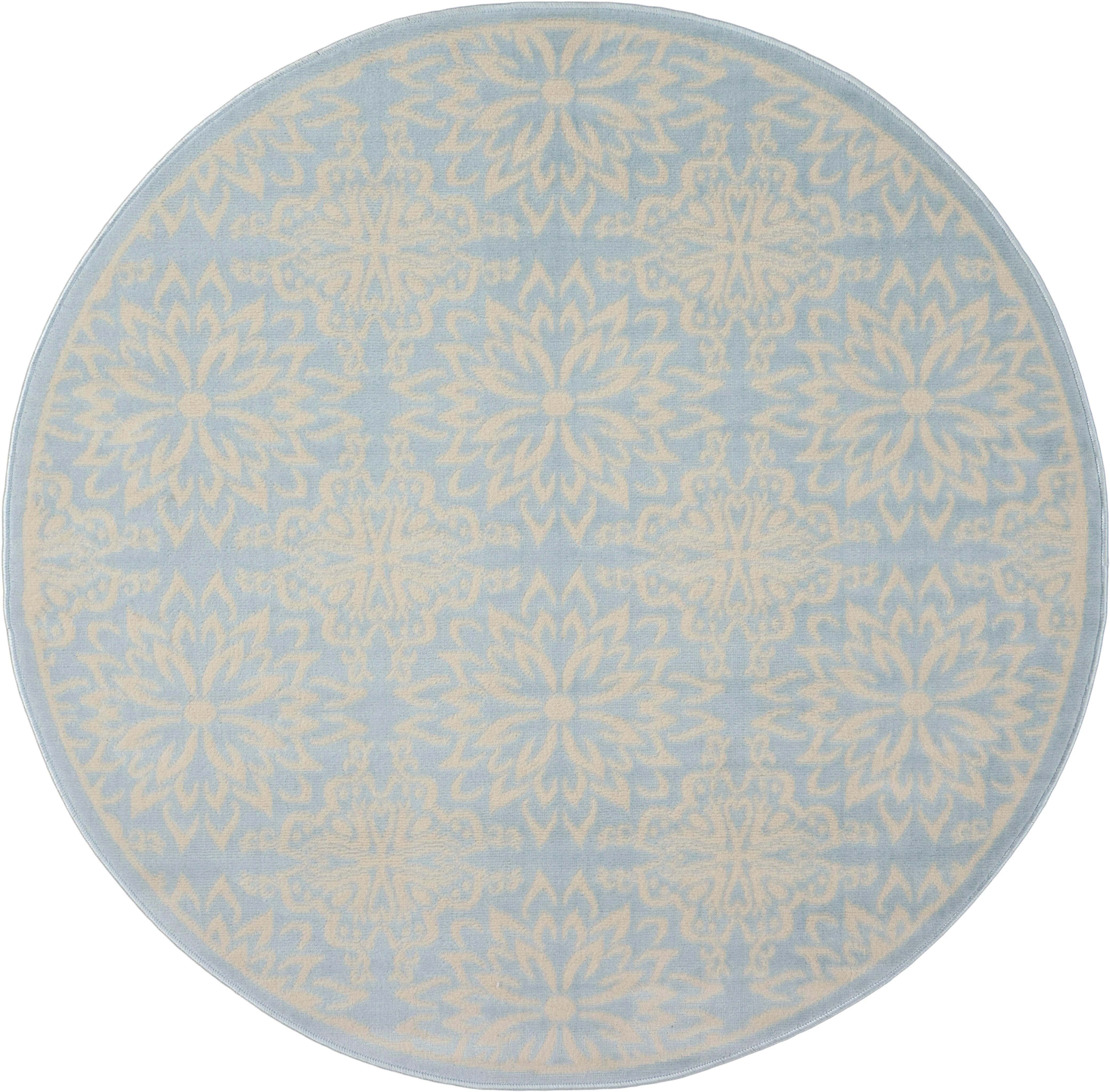 Nourison Home Nourison Jubilant 5'3" x ROUND Ivory/Light Blue Farmhouse Indoor Rug, Ivory/Light Blue, large