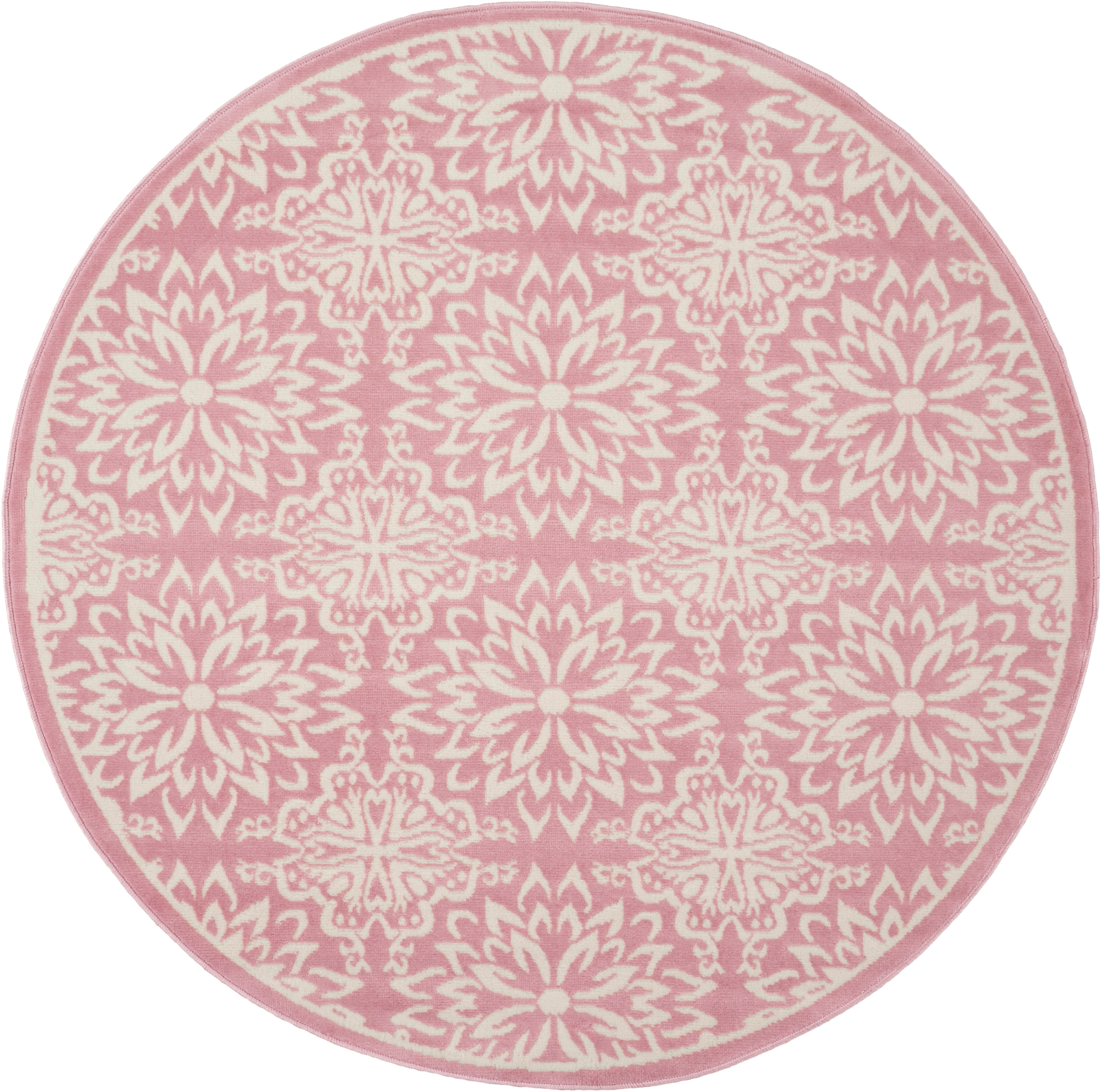 Nourison Home Nourison Jubilant 5'3" x ROUND Ivory/Pink Farmhouse Indoor Rug, Ivory/Pink, large
