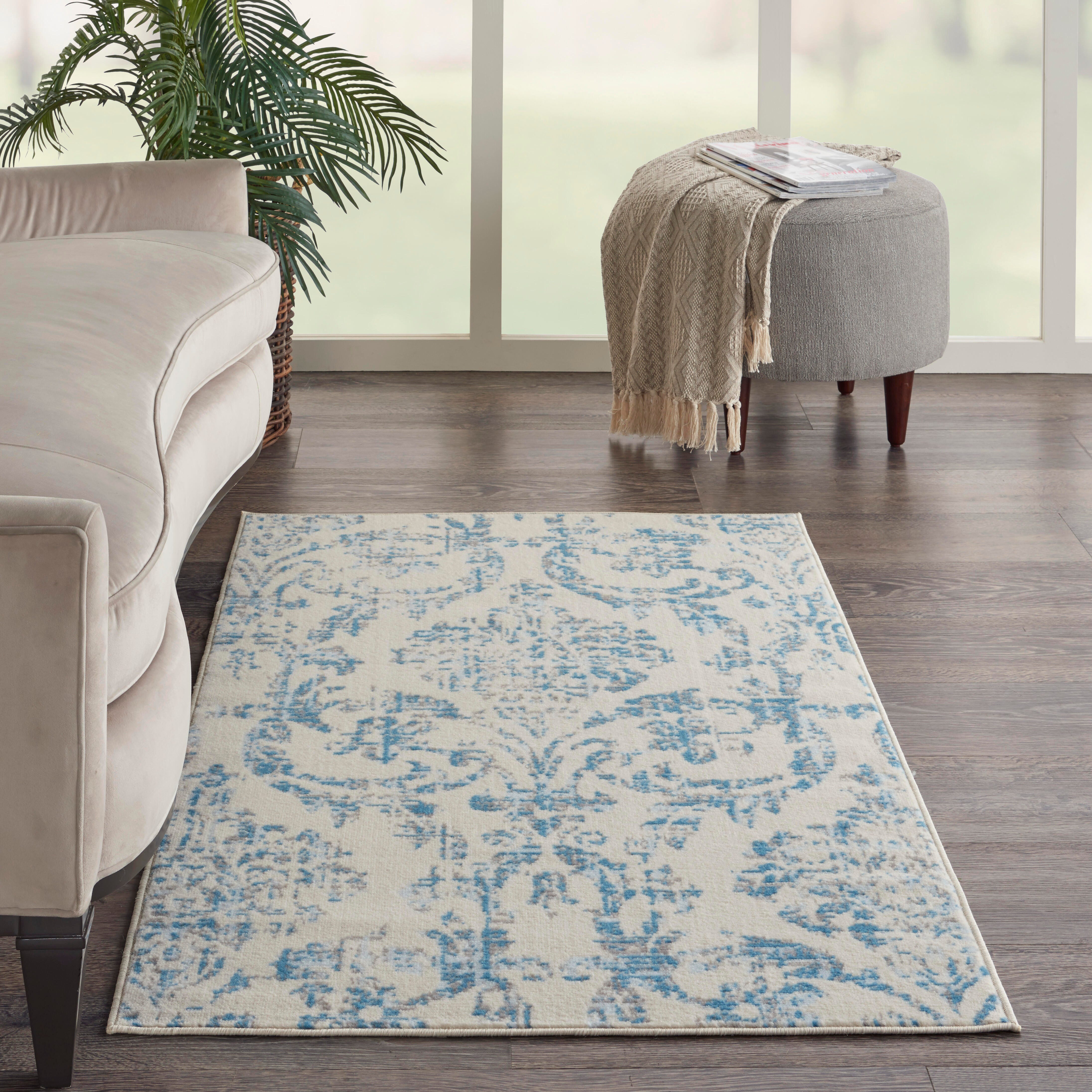 Nourison Home Nourison Jubilant 3' x 5' Ivory/Blue Vintage Indoor Rug, Ivory Blue, rollover