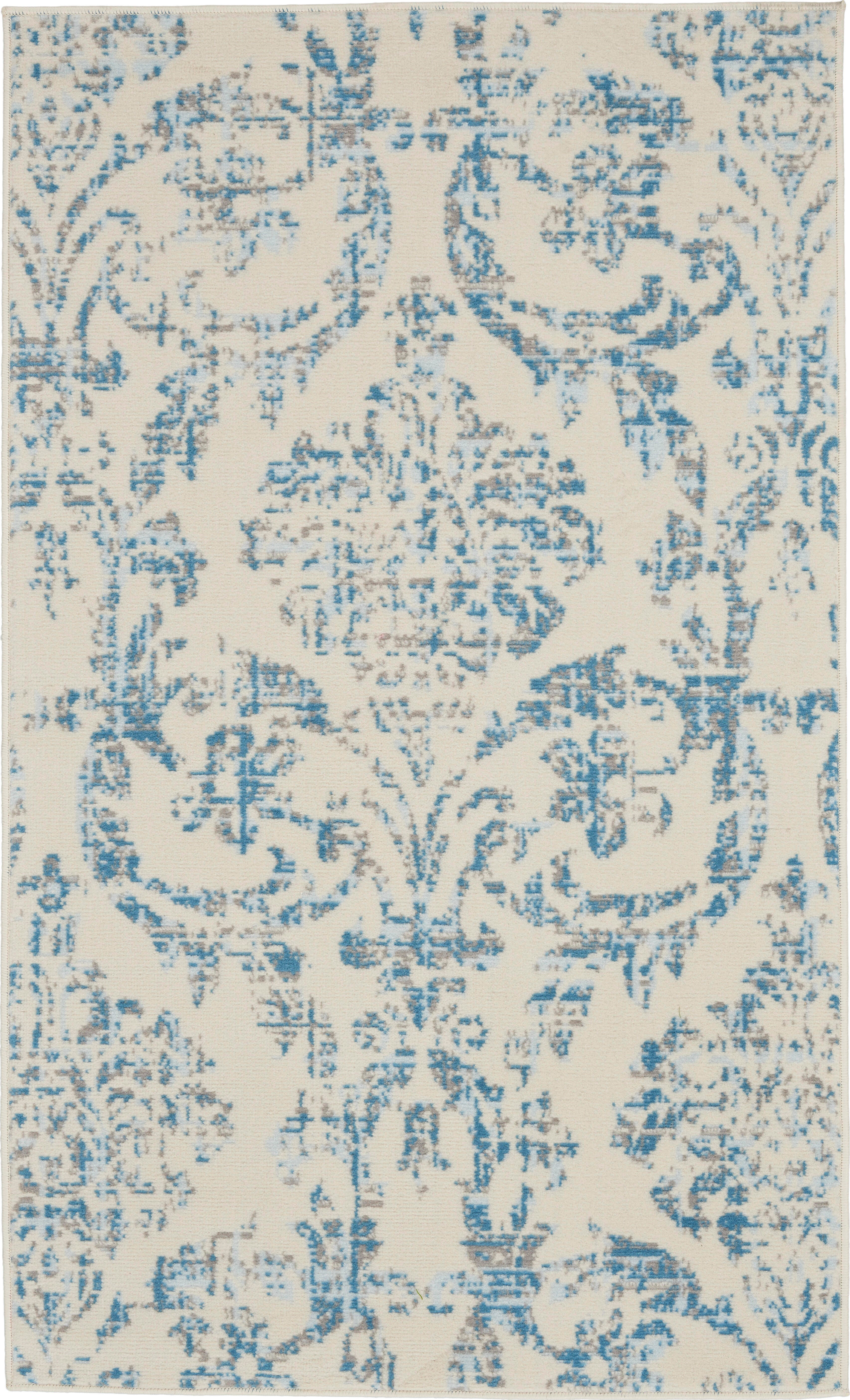 Nourison Home Nourison Jubilant 3' x 5' Ivory/Blue Vintage Indoor Rug, Ivory Blue, large