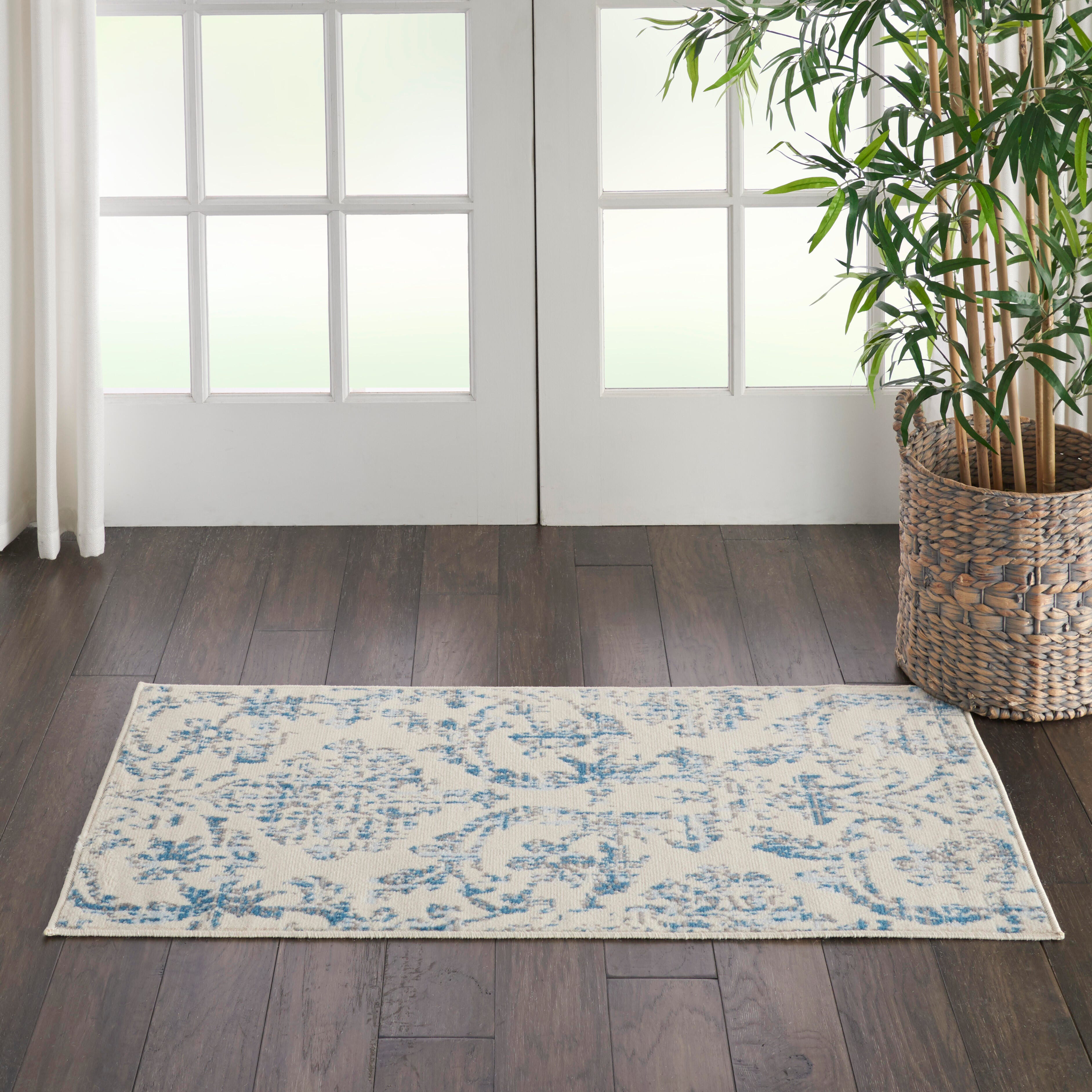 Nourison Home Nourison Jubilant 2' x 4' Ivory/Blue Vintage Indoor Rug, Ivory/Blue, rollover