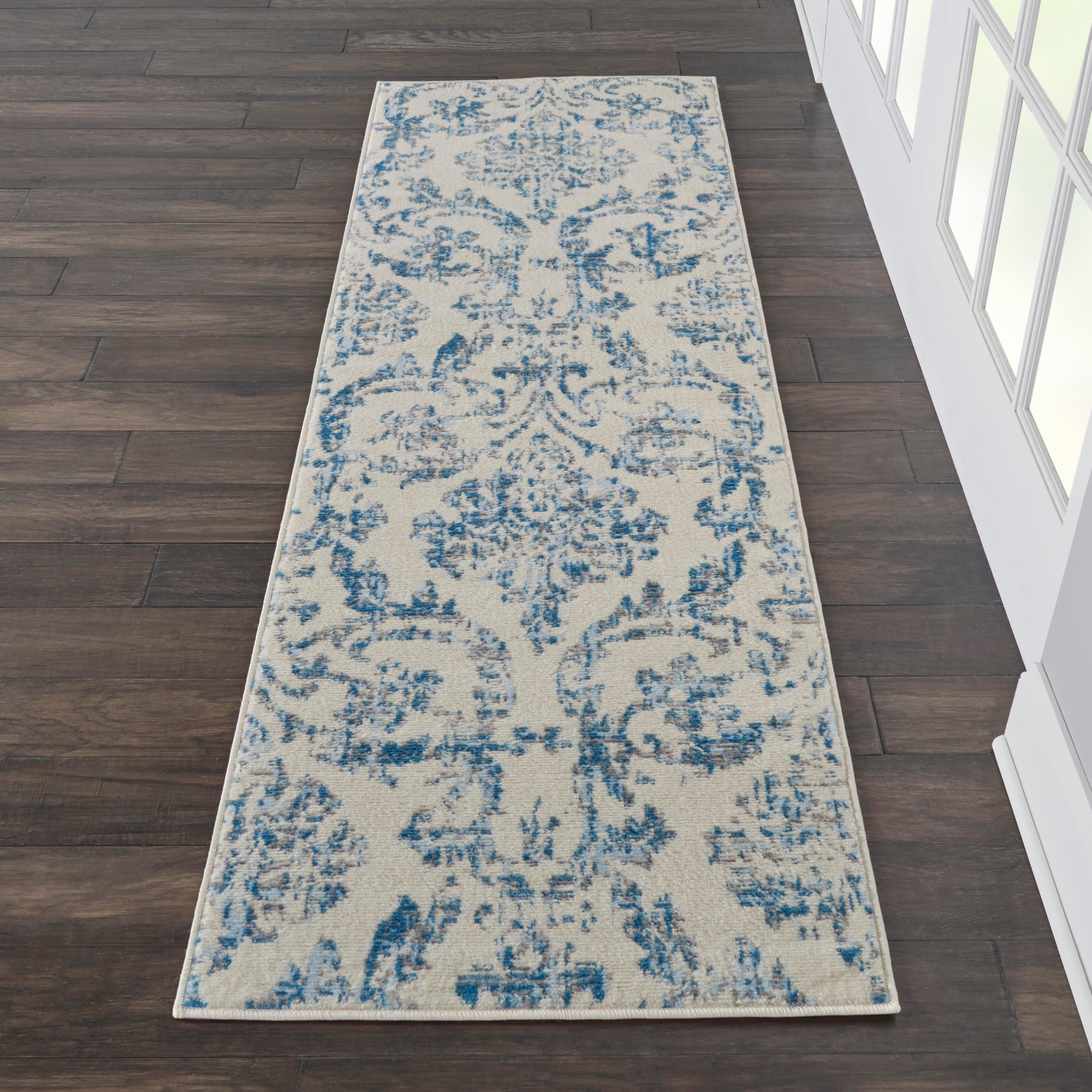 Nourison Home Nourison Jubilant 2'3" x 7'3" Ivory/Blue Vintage Indoor Rug, Ivory/Blue, rollover