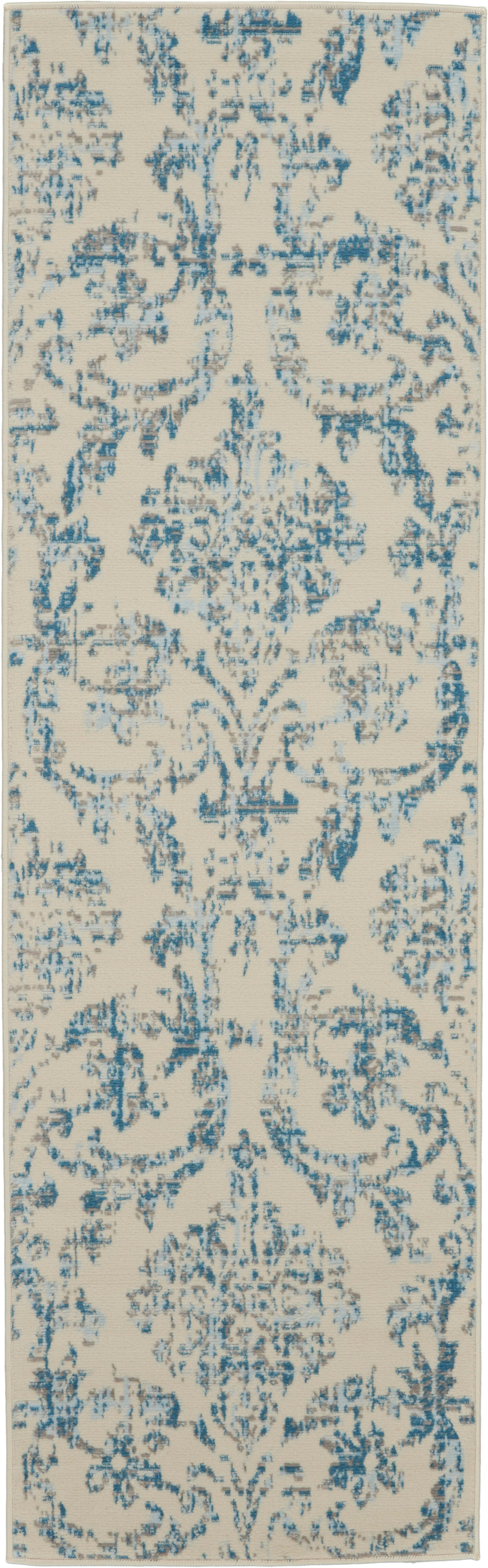 Nourison Home Nourison Jubilant 2'3" x 7'3" Ivory/Blue Vintage Indoor Rug, Ivory/Blue, large