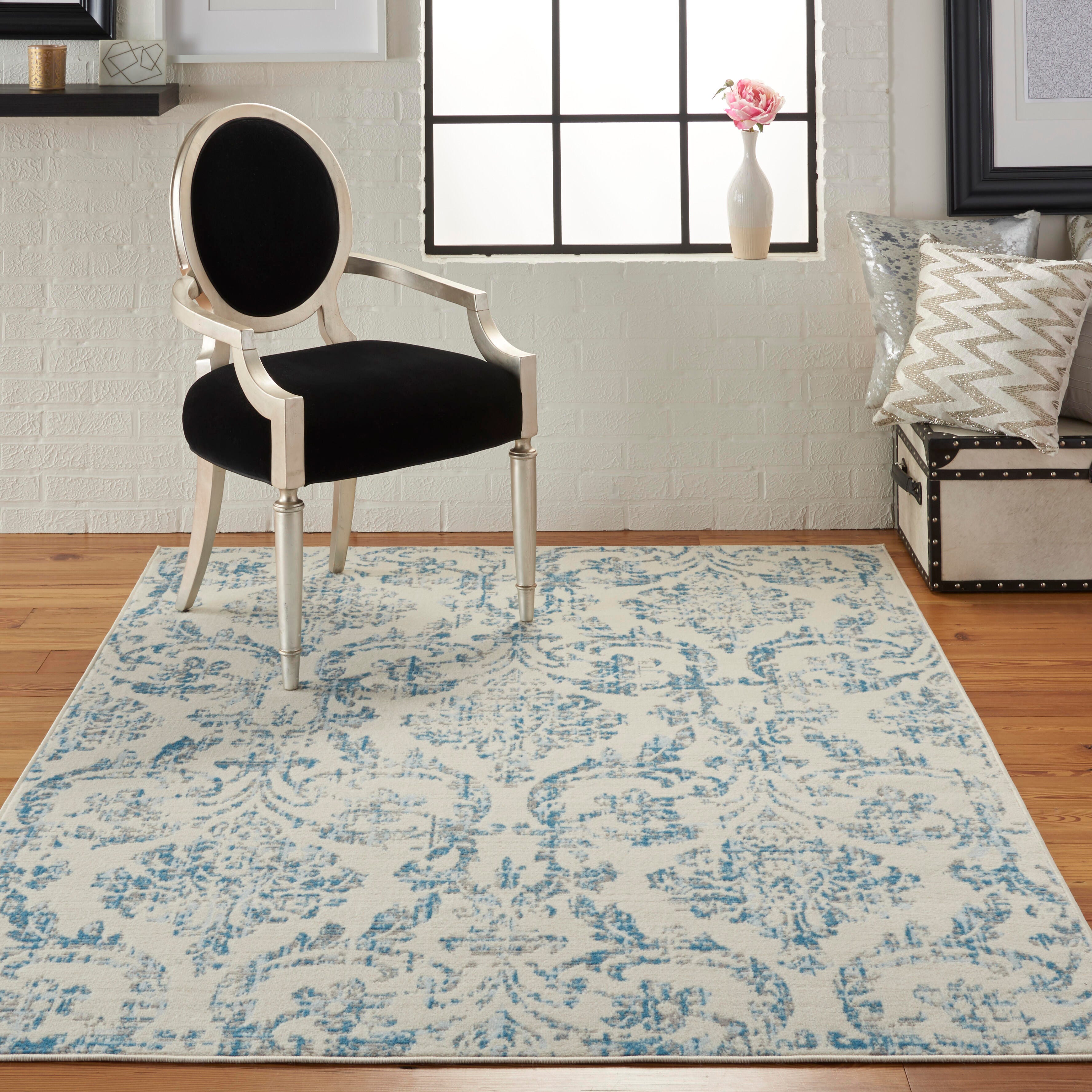 Nourison Home Nourison Jubilant 6' x 9' Ivory/Blue Vintage Indoor Rug, Ivory/Blue, rollover