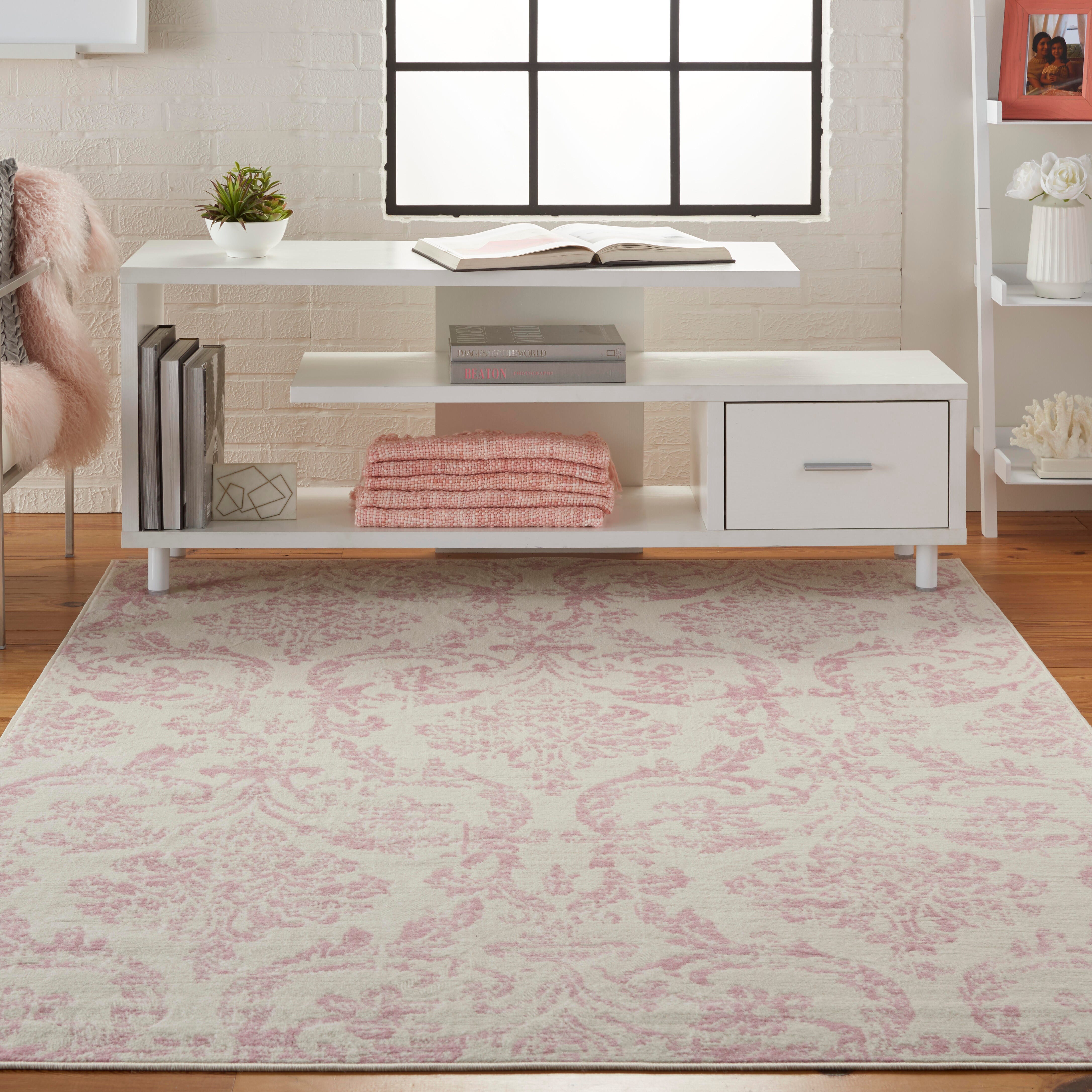 Nourison Home Nourison Jubilant 5'3" x 7'3" Ivory/Pink Vintage Indoor Rug, Ivory/Pink, rollover