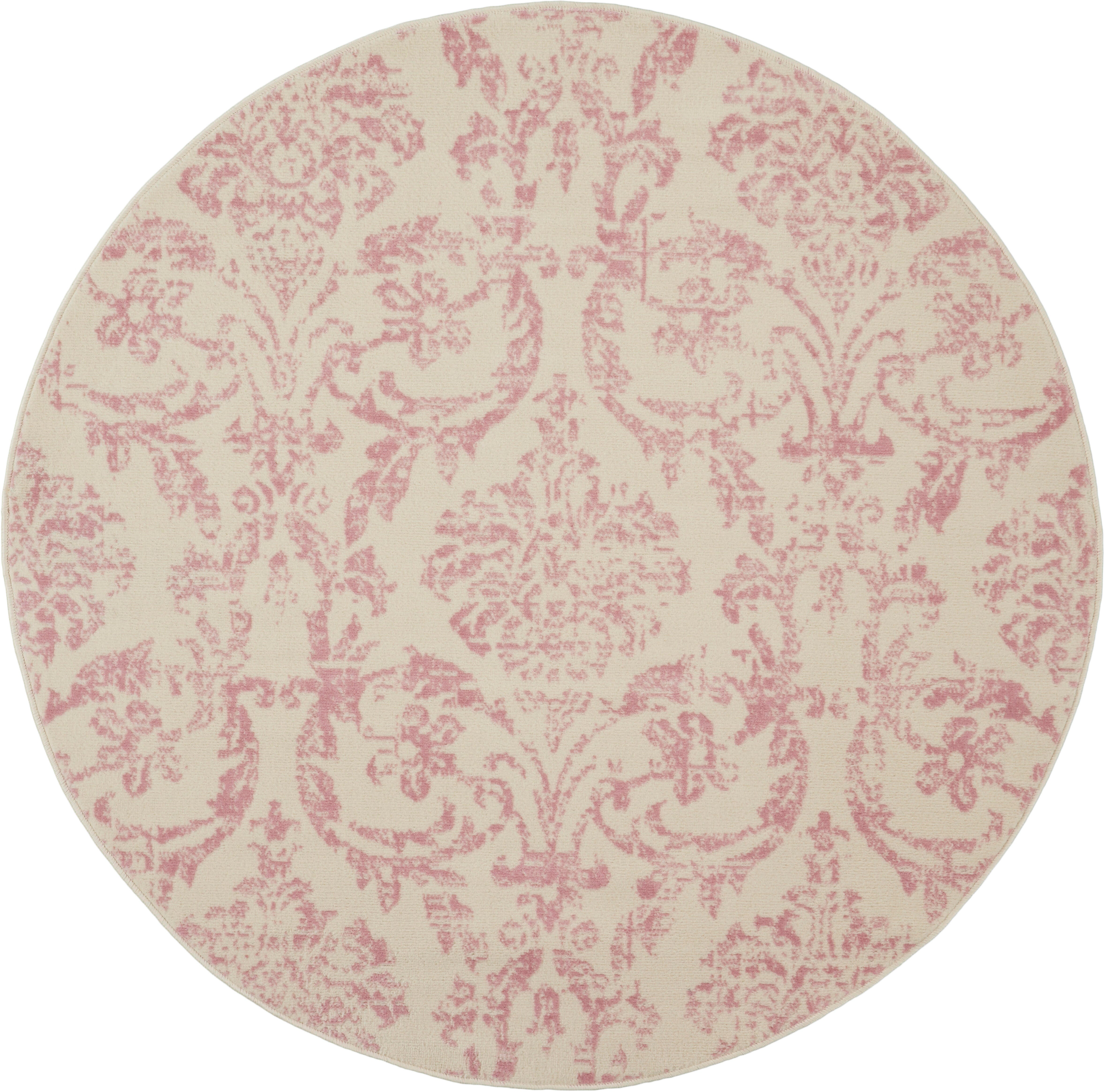 Nourison Home Nourison Jubilant 5'3" x ROUND Ivory/Pink Vintage Indoor Rug, Ivory/Pink, large