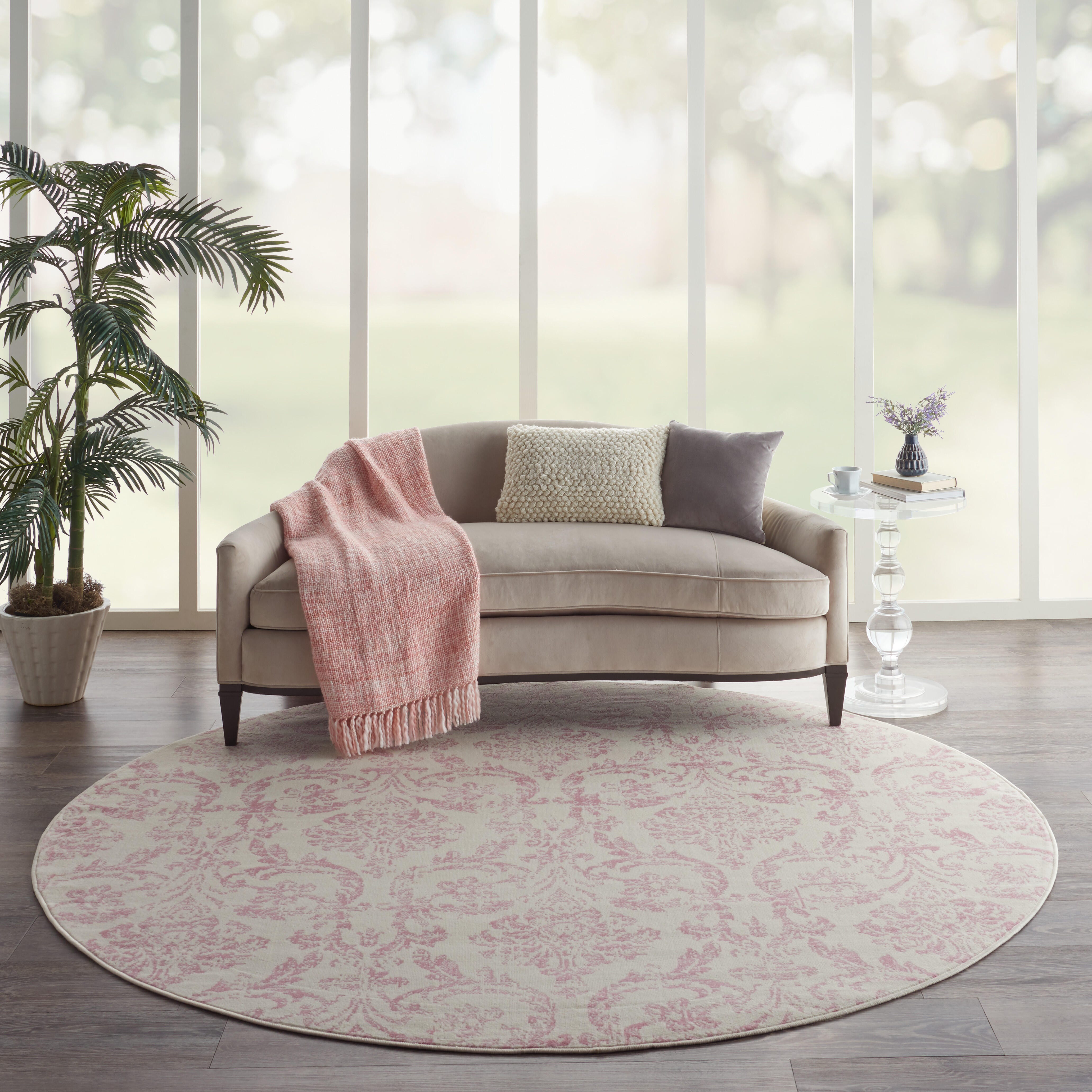 Nourison Home Nourison Jubilant 8' x round Ivory/Pink Vintage Indoor Rug, Ivory/Pink, rollover