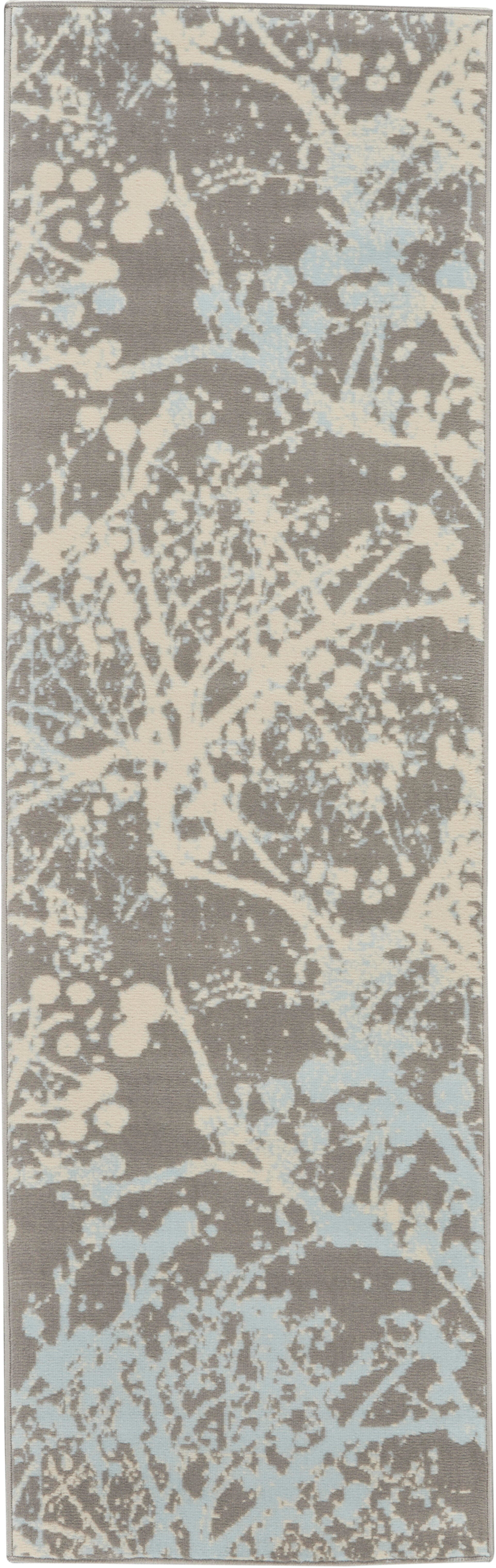 Nourison Home Nourison Jubilant 2'3" x 7'3" Grey Modern Indoor Rug, Gray, large