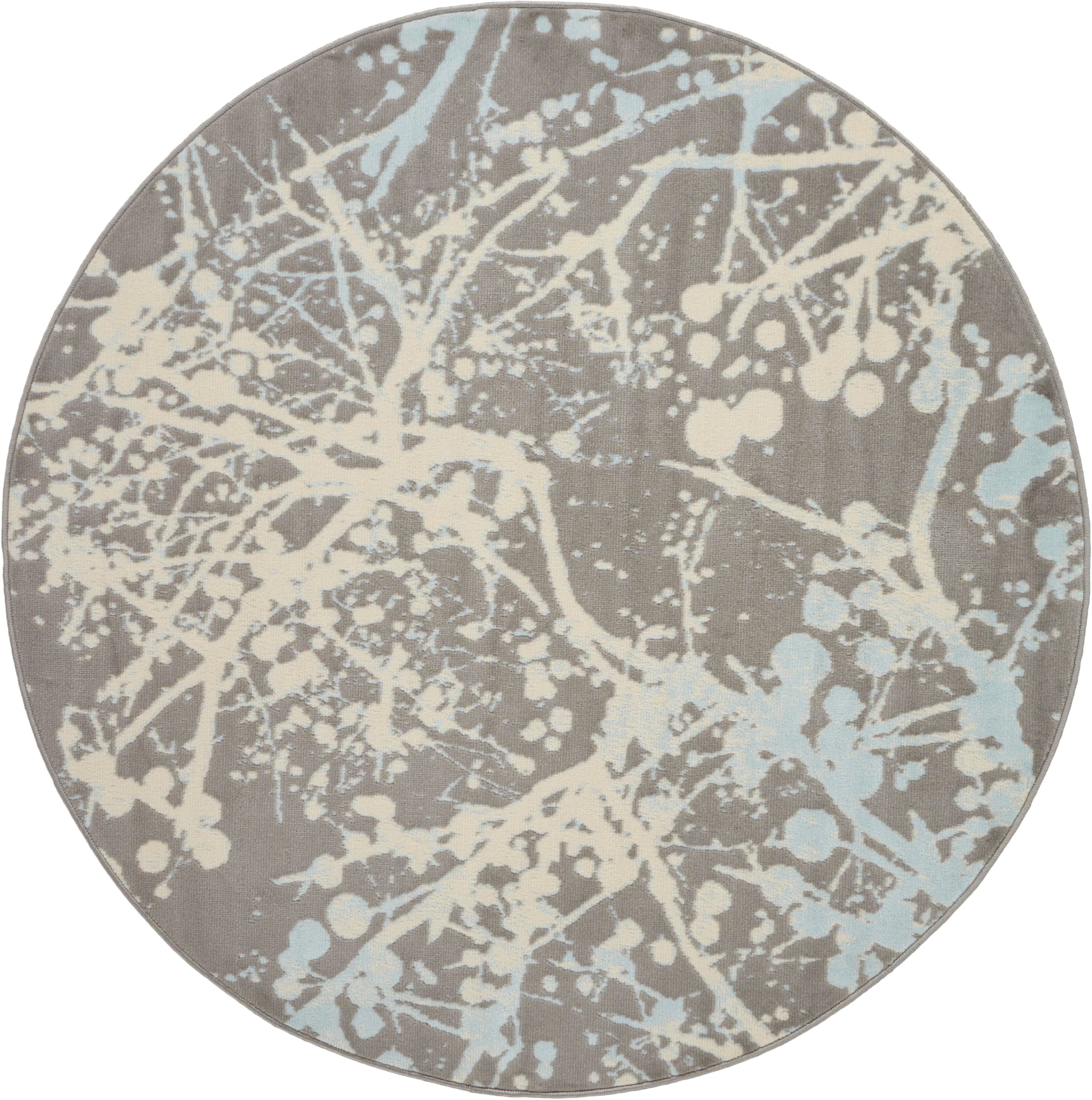 Nourison Home Nourison Jubilant 5'3" x ROUND Grey Modern Indoor Rug, Gray, large