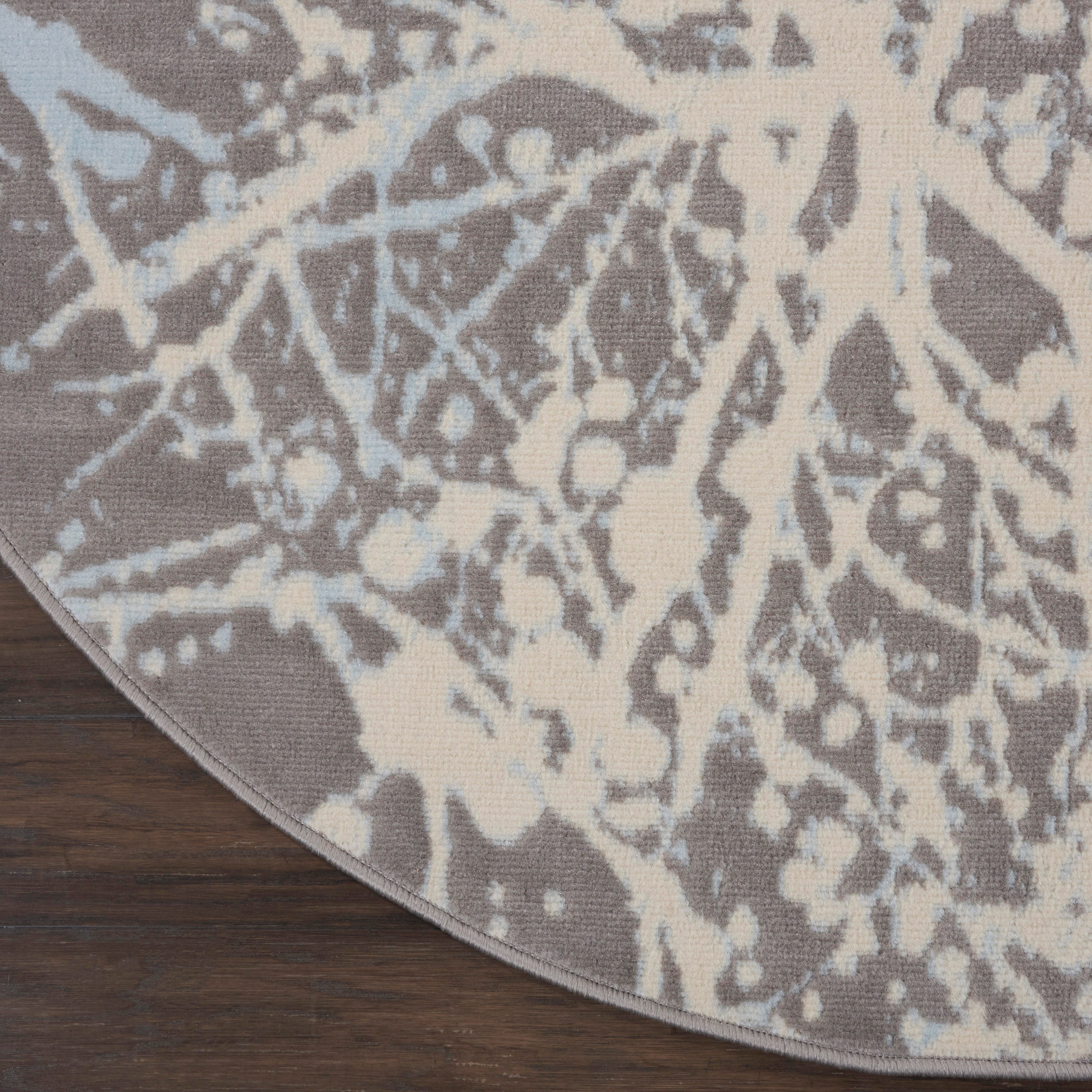 Nourison Home Nourison Jubilant 5'3" x ROUND Grey Modern Indoor Rug, Gray, large
