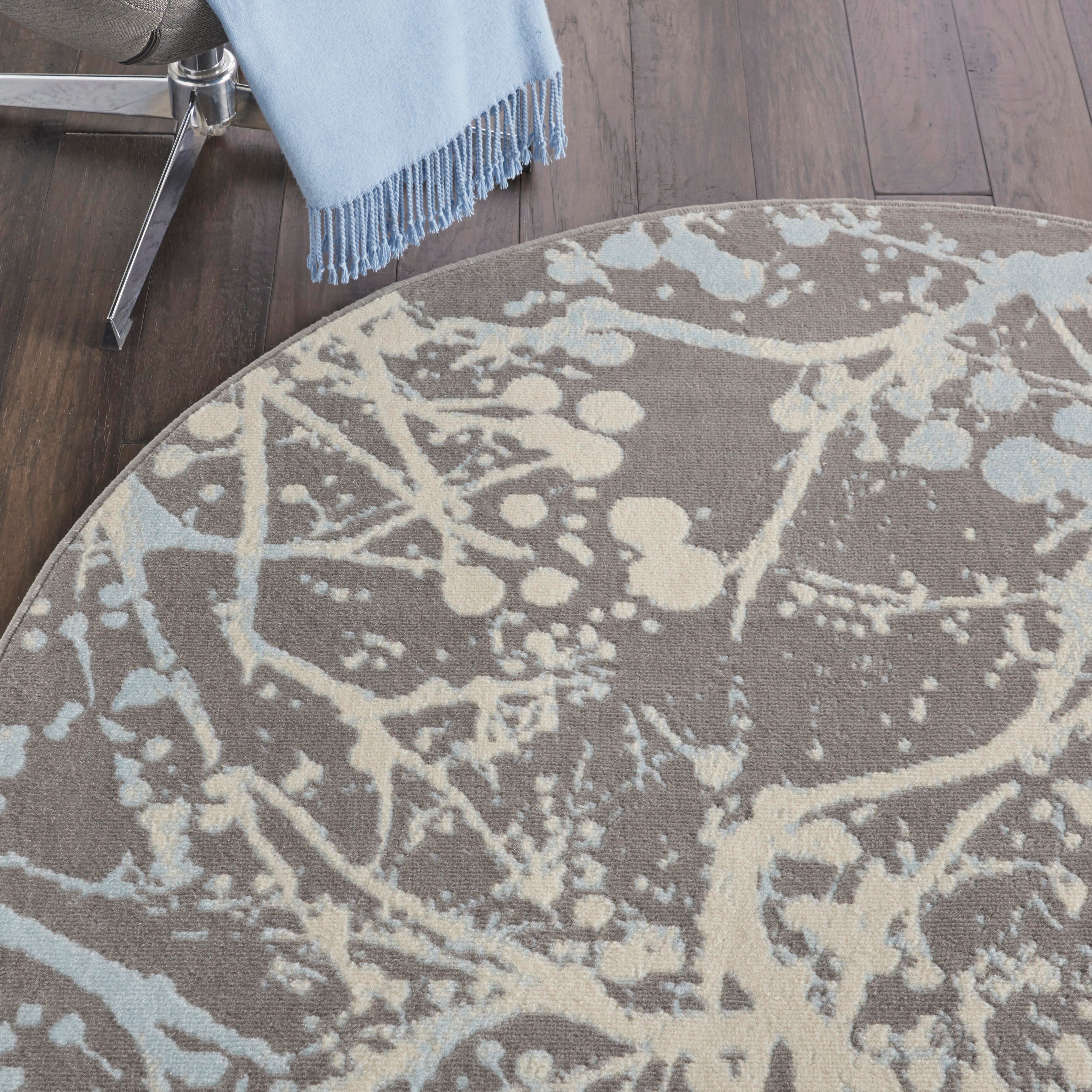 Nourison Home Nourison Jubilant 5'3" x ROUND Grey Modern Indoor Rug, Gray, large