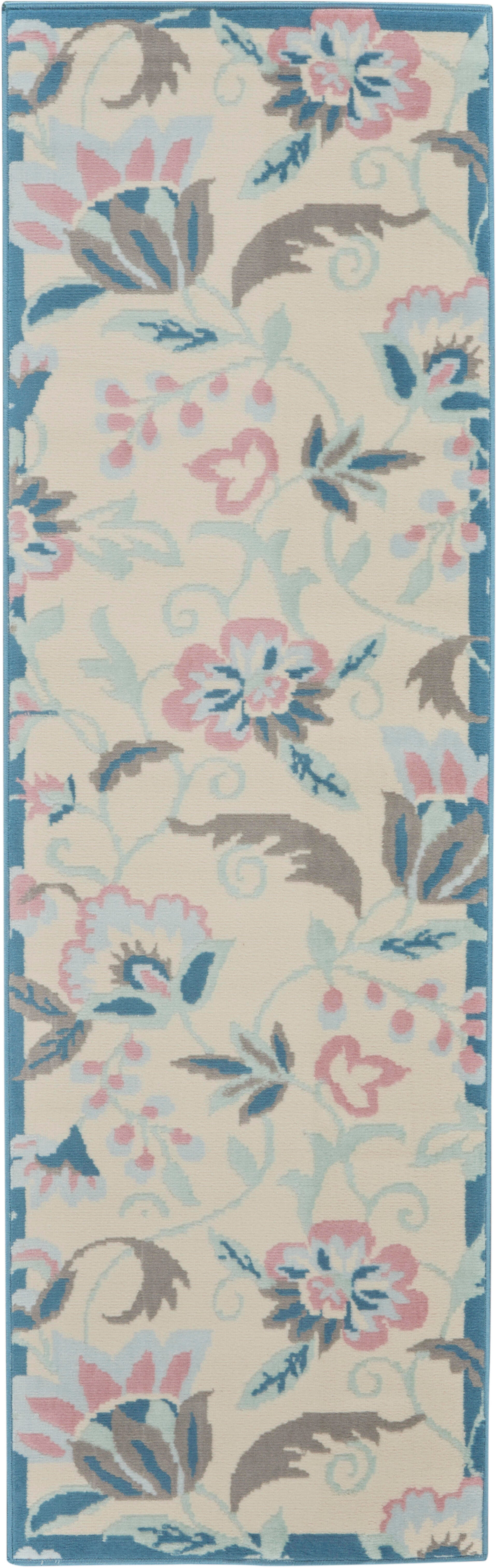 Nourison Jubilant White Multicolor 7' Runner Low-pile Hallway Rug, Ivory/Multi, large