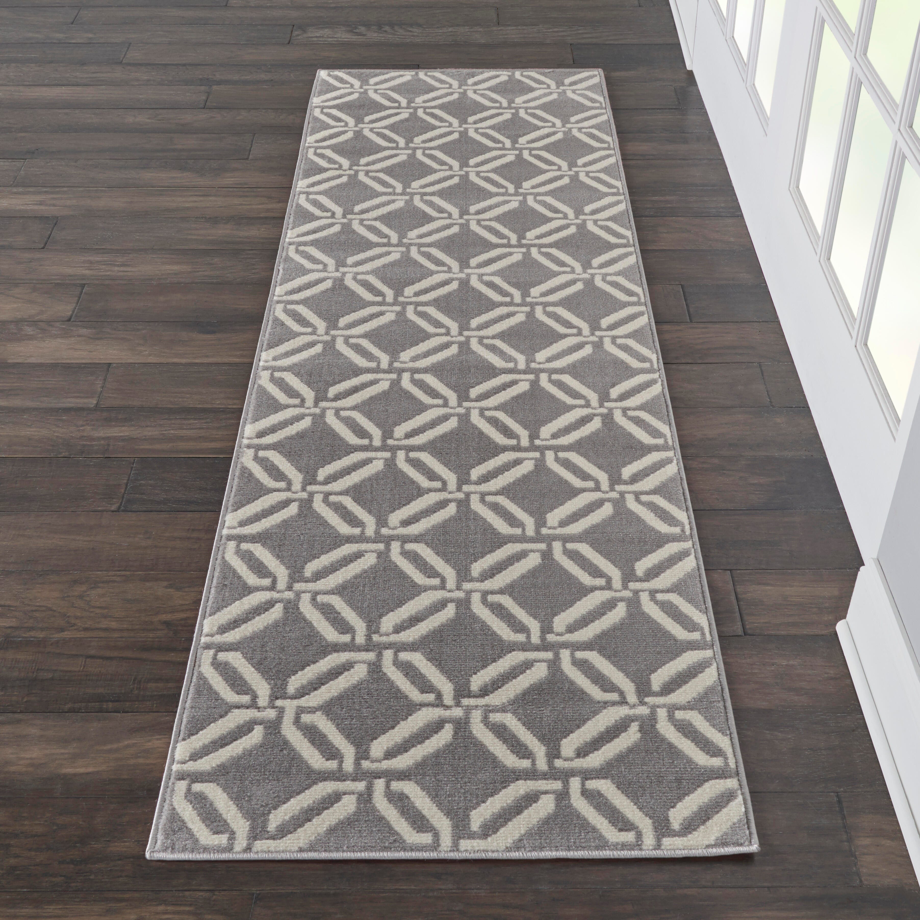 Nourison Nourison Jubilant 2'3" x 7'3" Grey Contemporary Indoor Rug, Gray, rollover