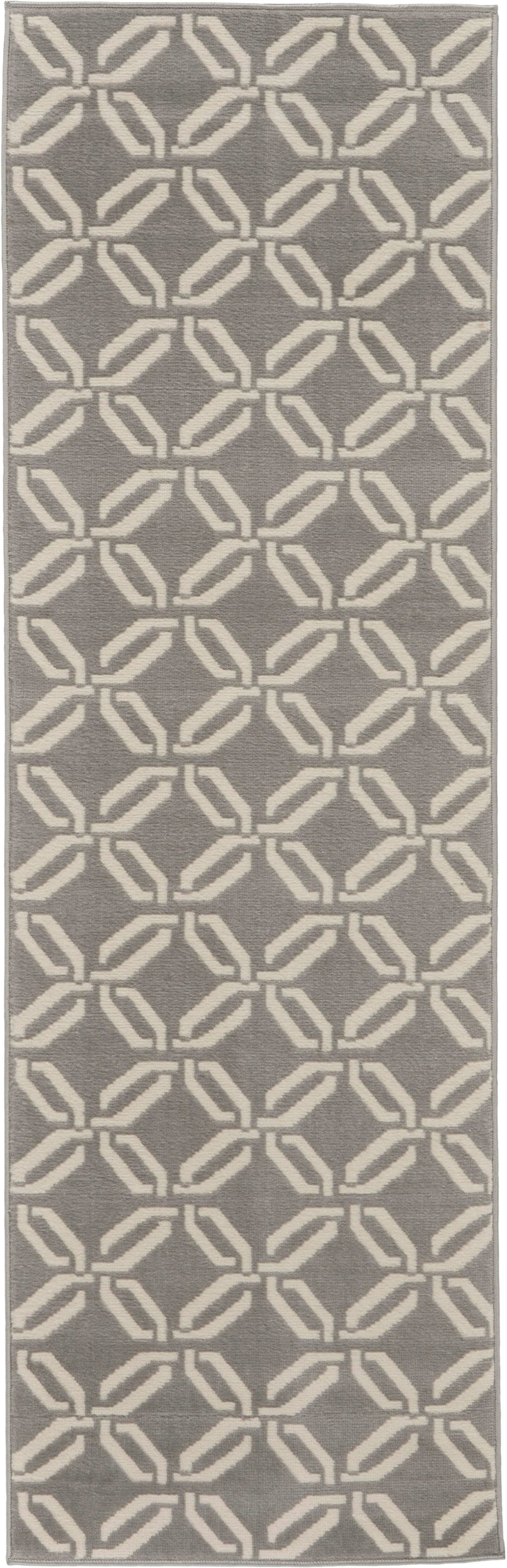 Nourison Nourison Jubilant 2'3" x 7'3" Grey Contemporary Indoor Rug, Gray, large