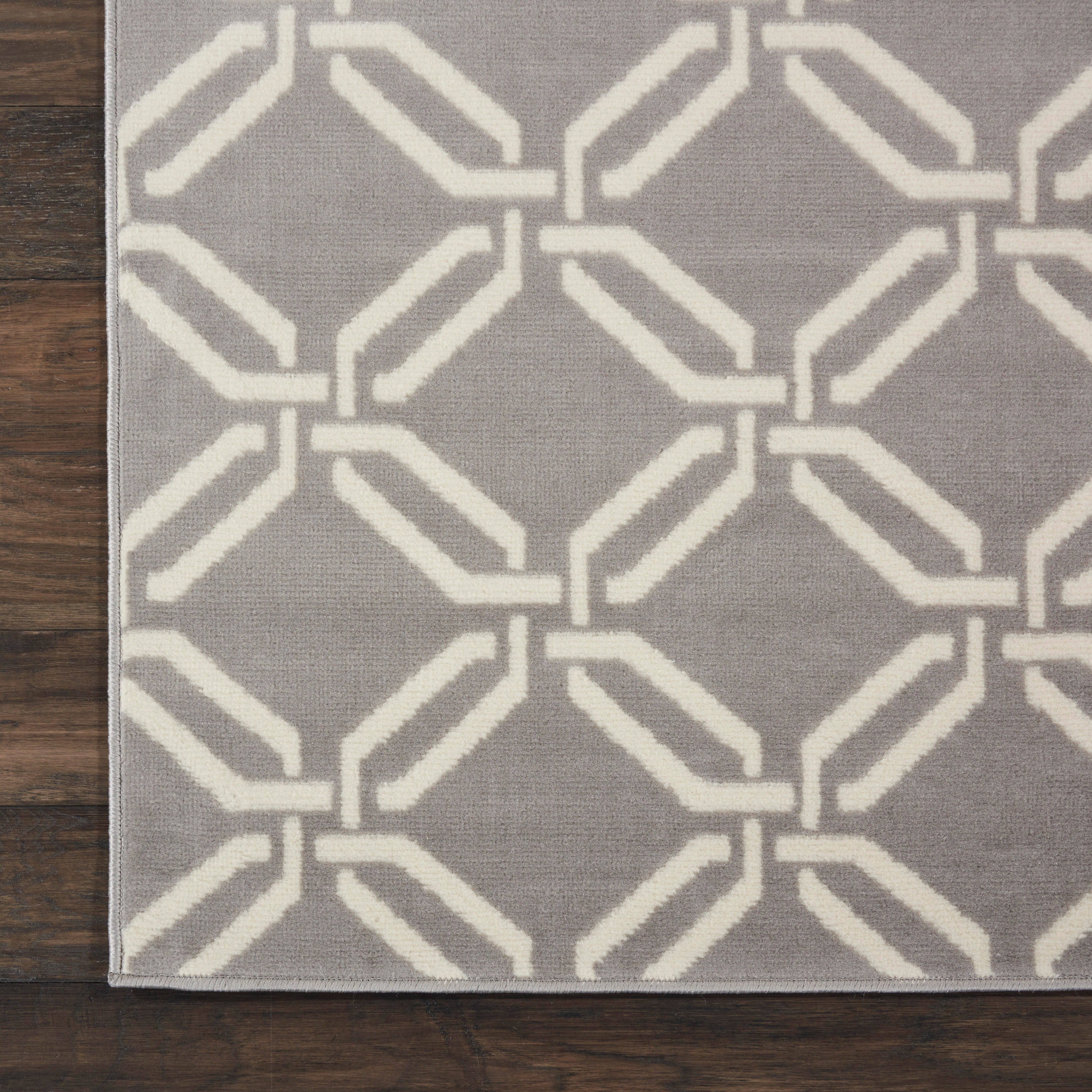 Nourison Nourison Jubilant 2'3" x 7'3" Grey Contemporary Indoor Rug, Gray, large