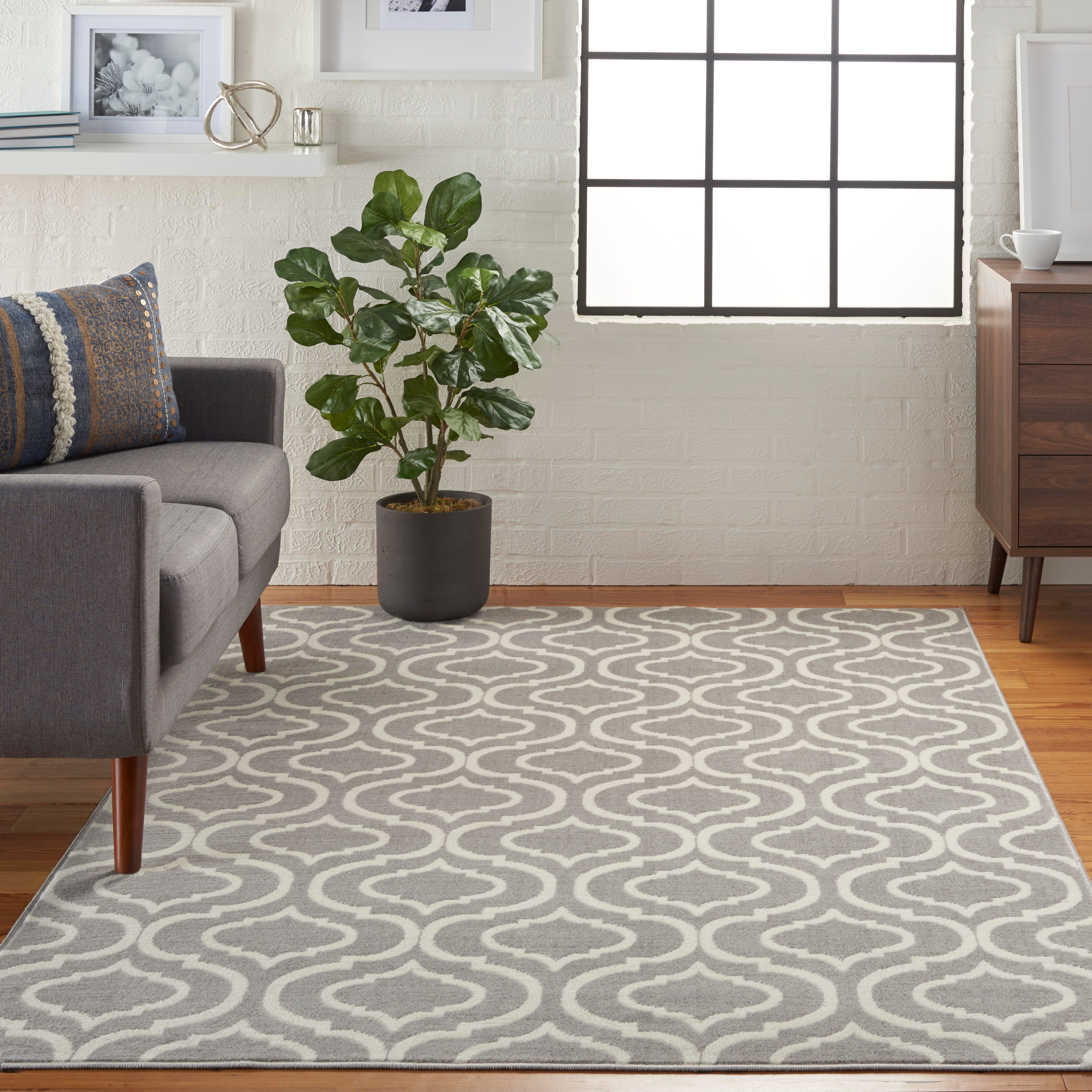 Nourison Home Nourison Jubilant 4' x 6' Grey Contemporary Indoor Rug, Gray, rollover