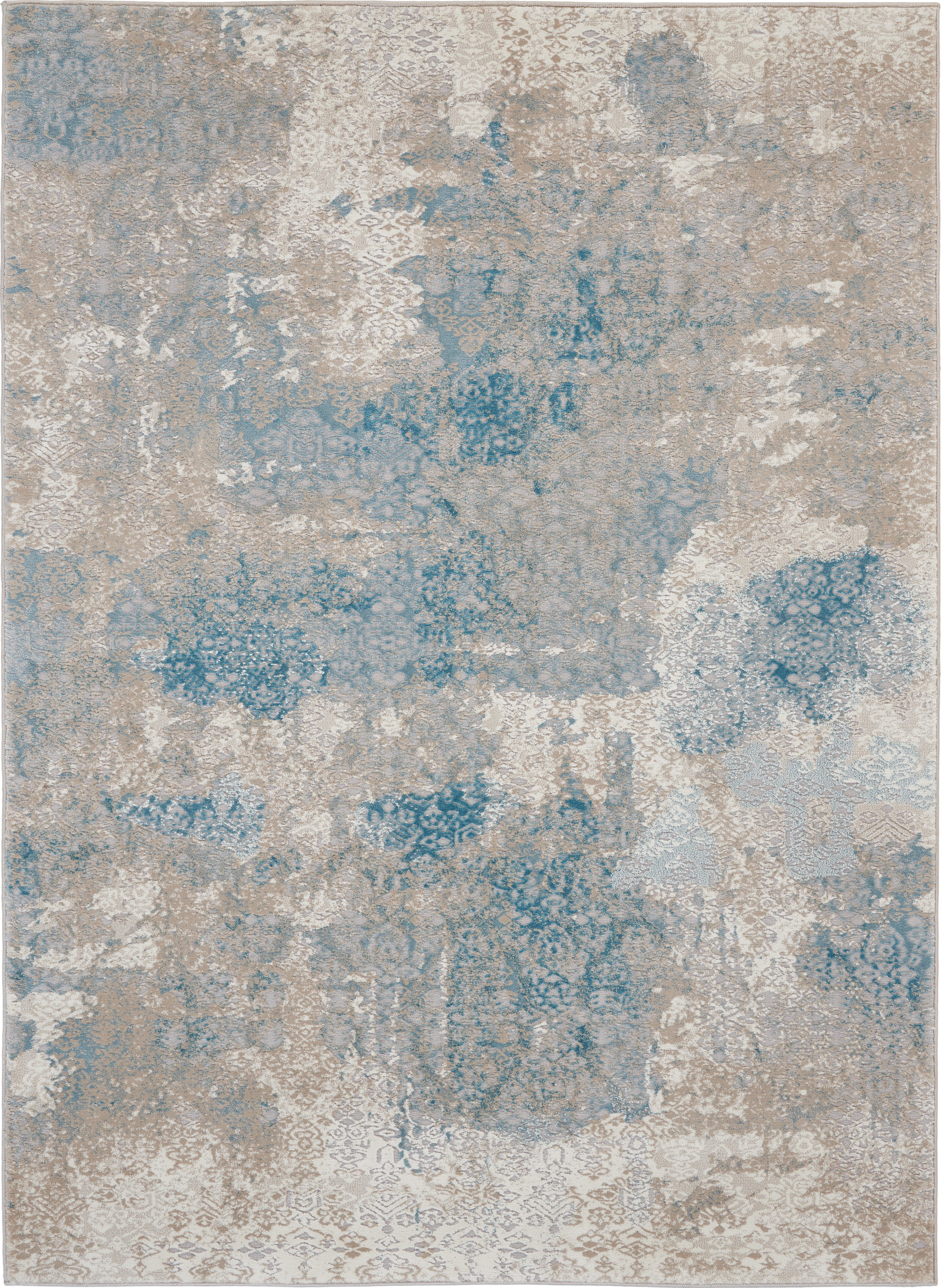 Nourison Home Nourison Karma 3'9" x 5'9" Ivory/Light Blue Vintage Indoor Rug, Ivory/Light Blue, large