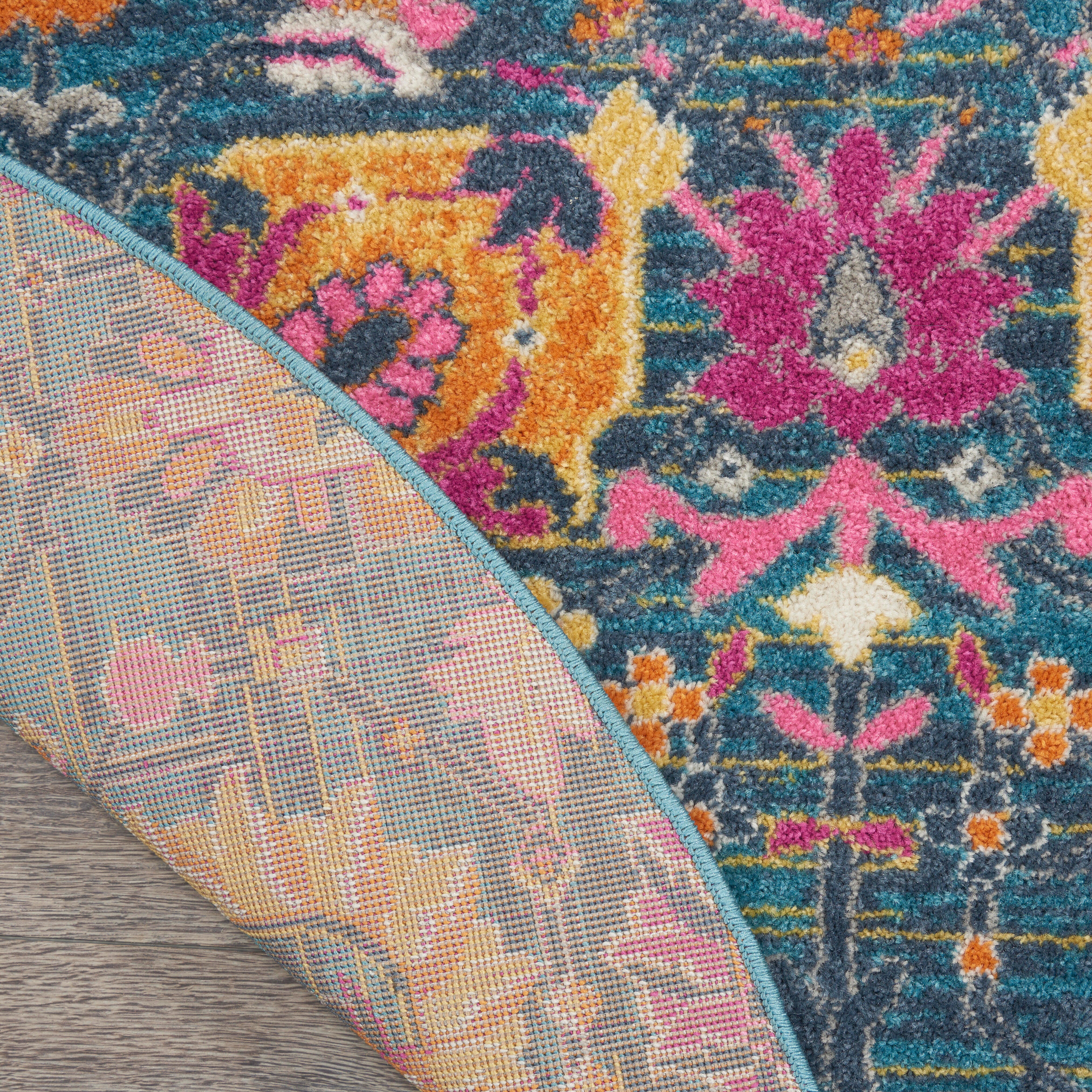 Nourison Home Nourison Passion 5'3" x ROUND Denim Bohemian Indoor Rug, Denim, large
