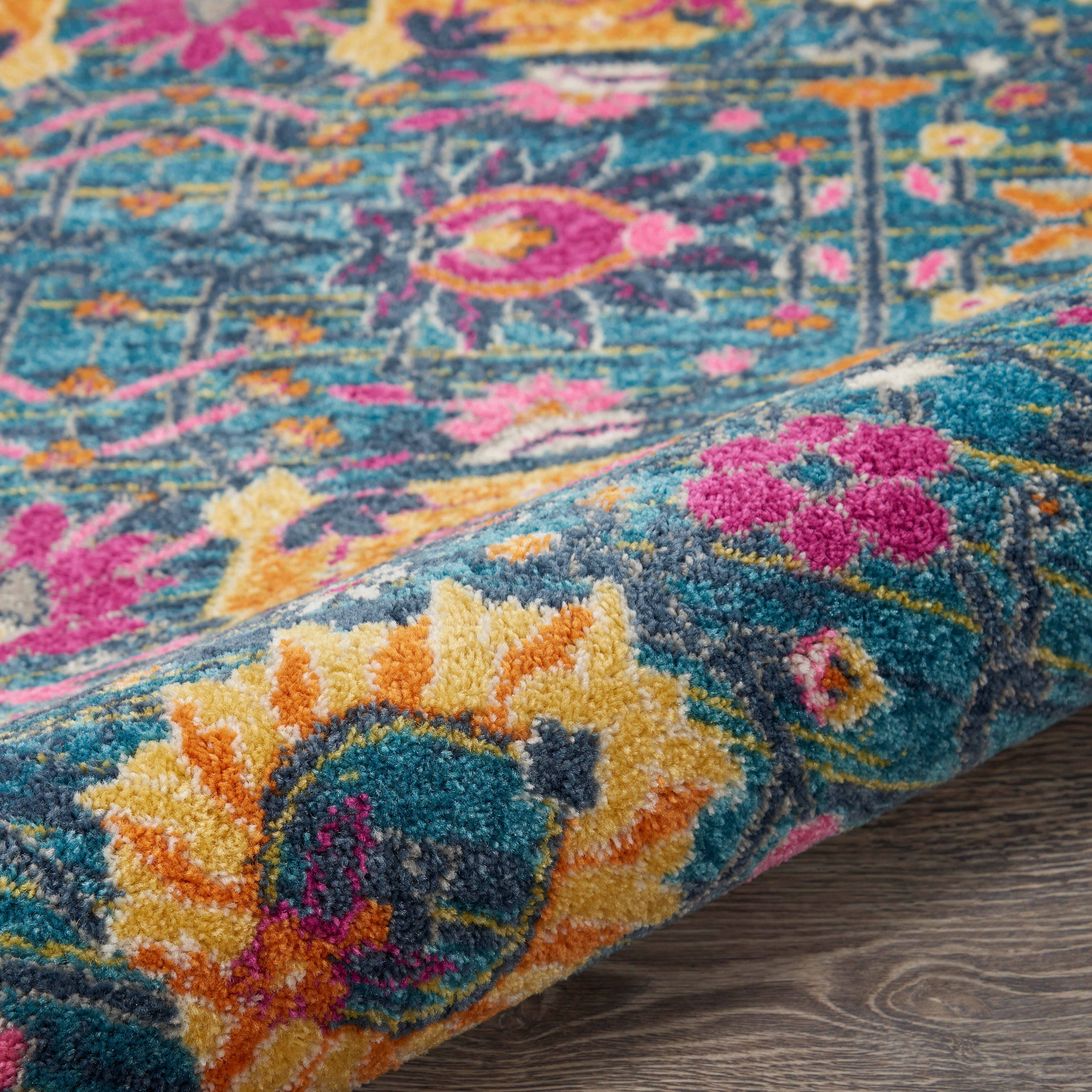 Nourison Home Nourison Passion 5'3" x ROUND Denim Bohemian Indoor Rug, Denim, large