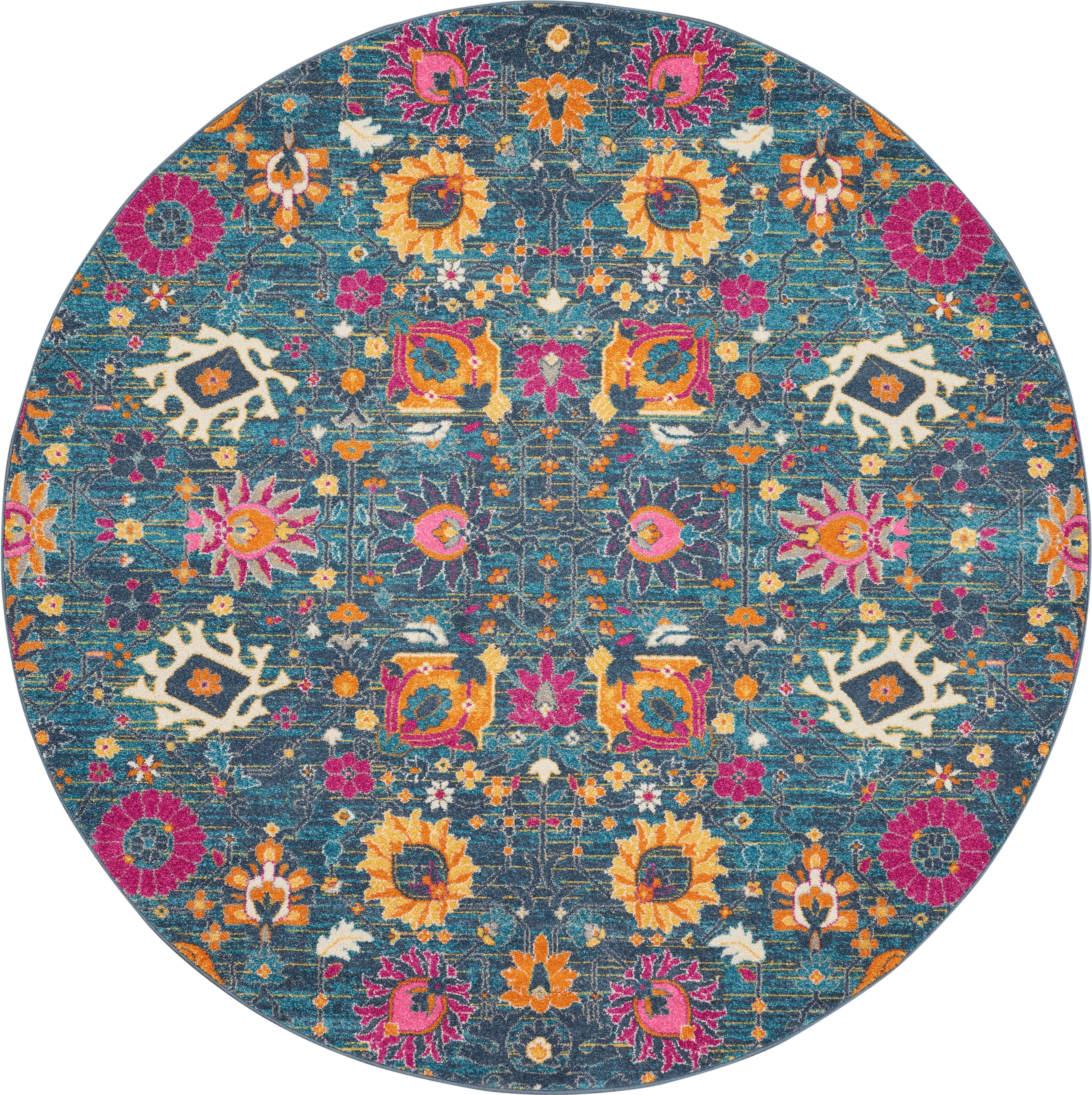 Nourison Home Nourison Passion 8' x ROUND Denim Bohemian Indoor Rug, Denim, large