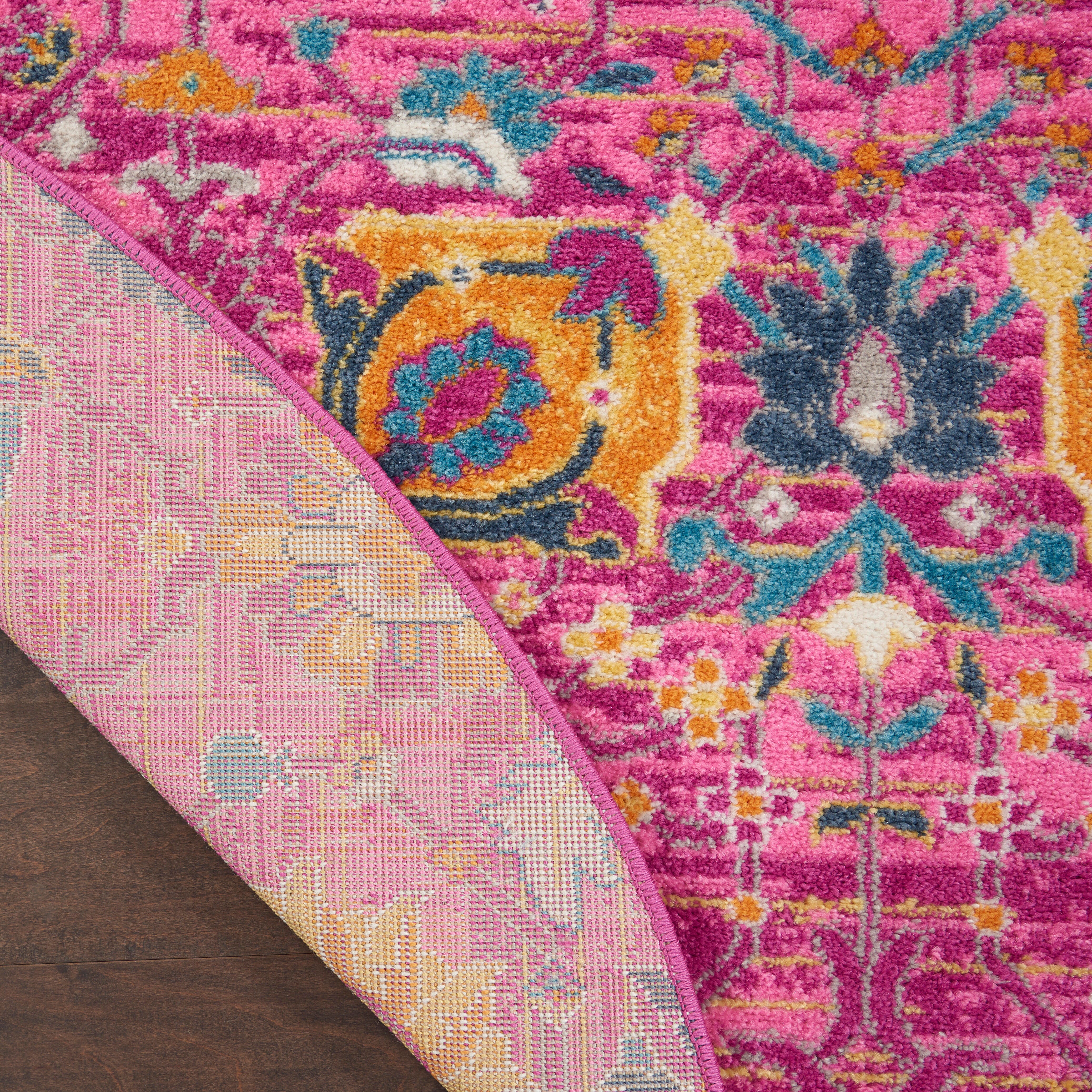 Nourison Home Nourison Passion 5'3" x ROUND Fuchsia Bohemian Indoor Rug, Fuchsia, large