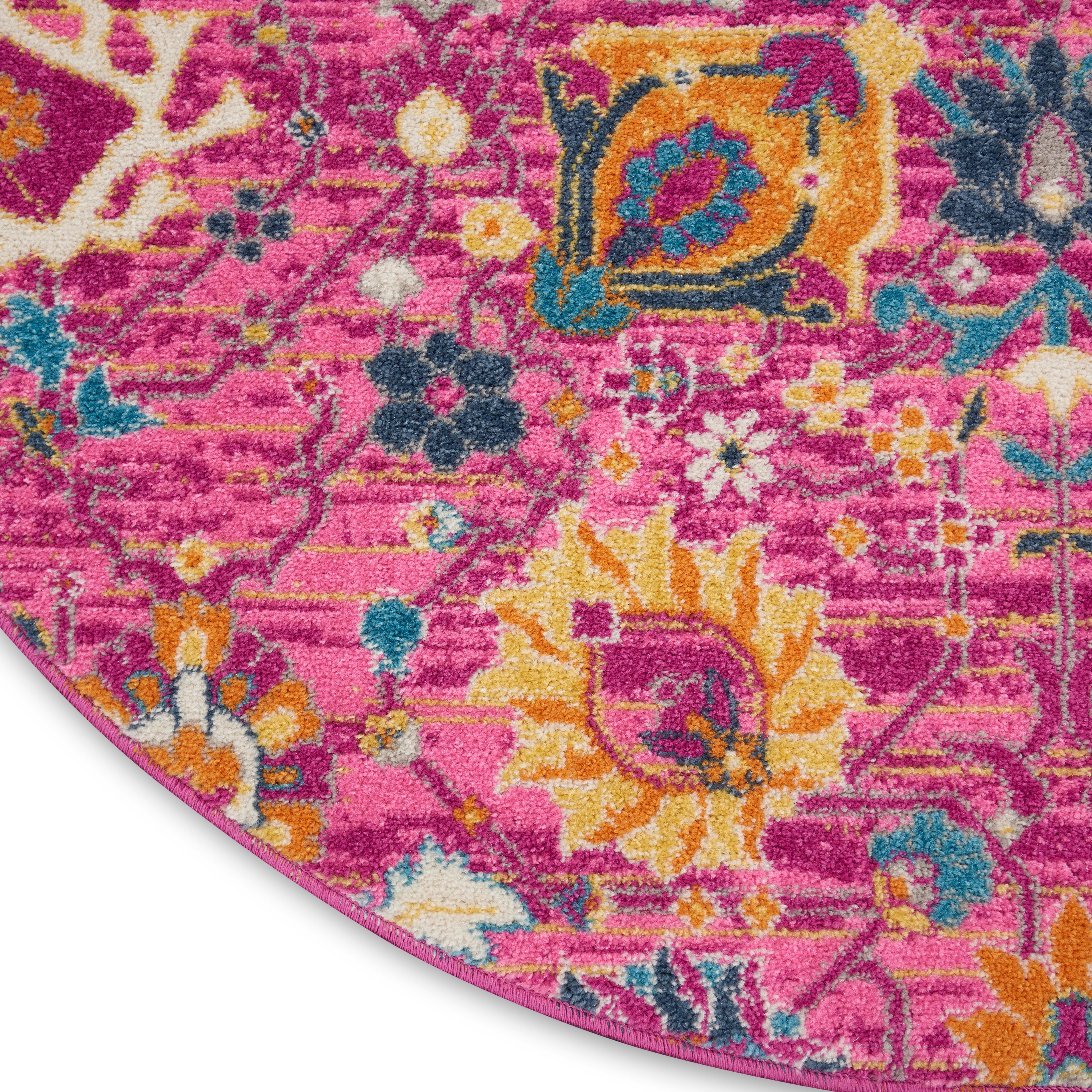 Nourison Home Nourison Passion 5'3" x ROUND Fuchsia Bohemian Indoor Rug, Fuchsia, large