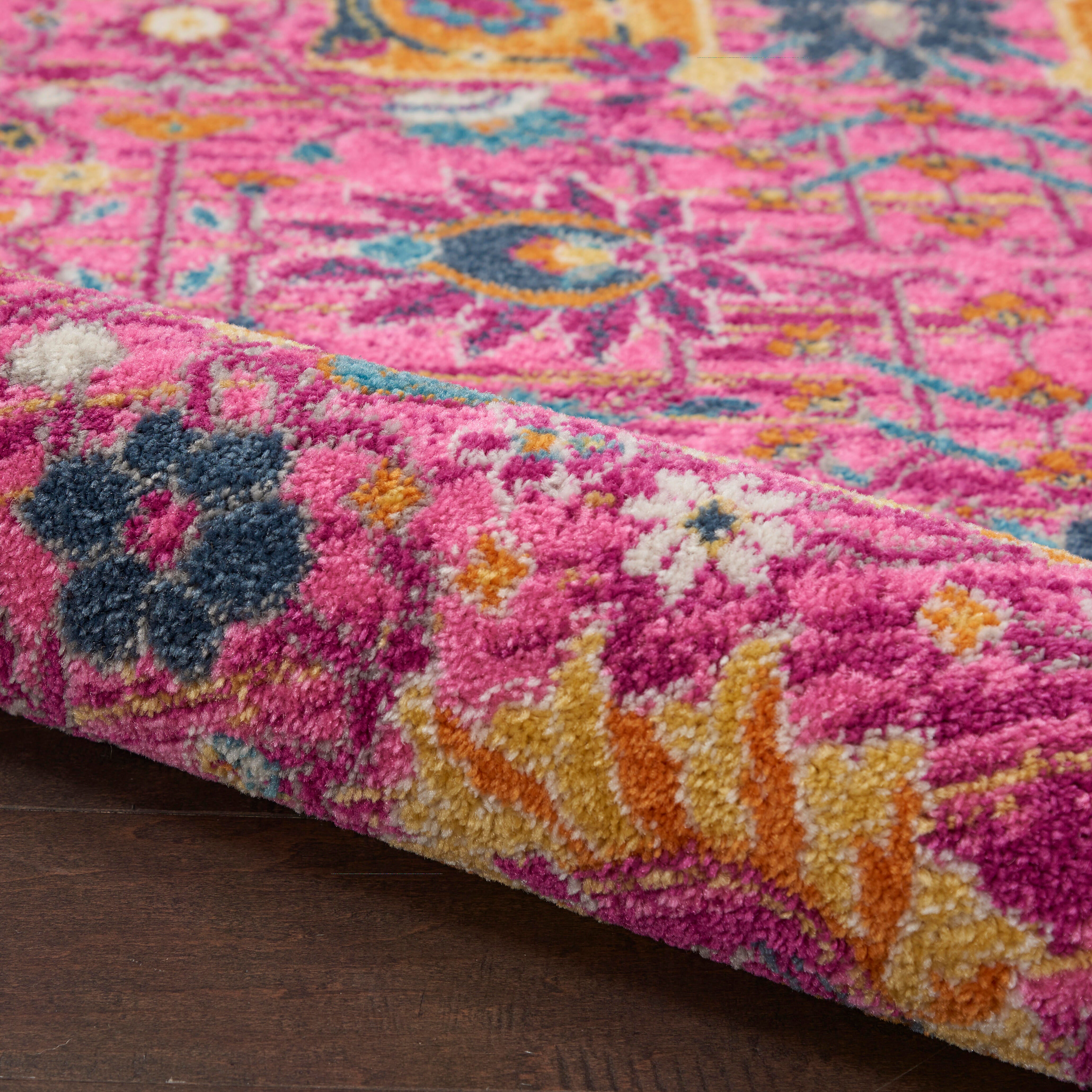 Nourison Home Nourison Passion 5'3" x ROUND Fuchsia Bohemian Indoor Rug, Fuchsia, large