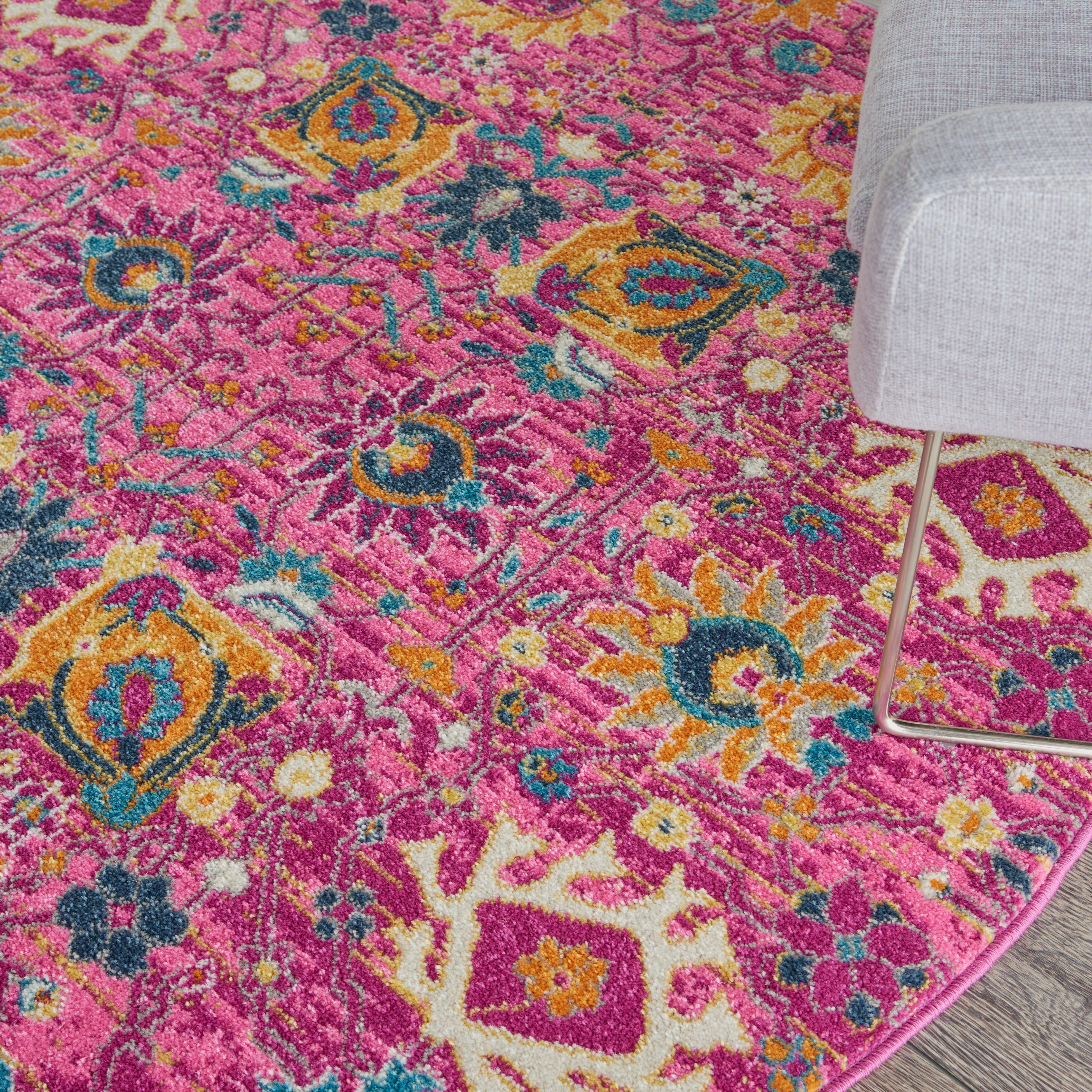 Nourison Home Nourison Passion 5'3" x ROUND Fuchsia Bohemian Indoor Rug, Fuchsia, large