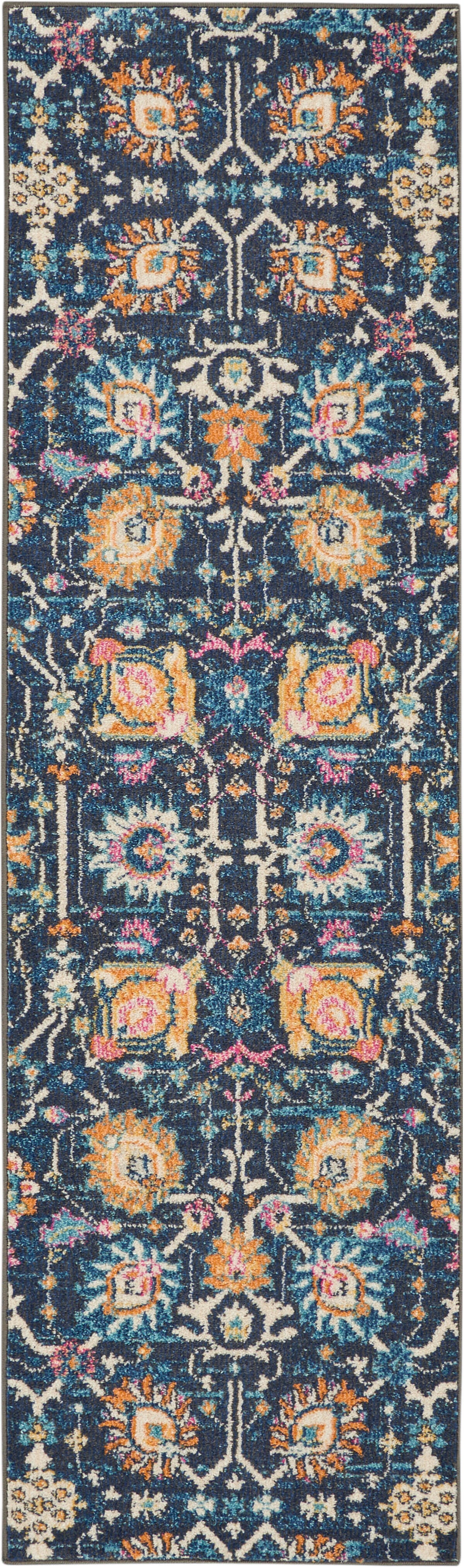 Nourison Home Nourison Passion 2'2" x 7'6" Navy Bohemian Indoor Rug, Navy, large